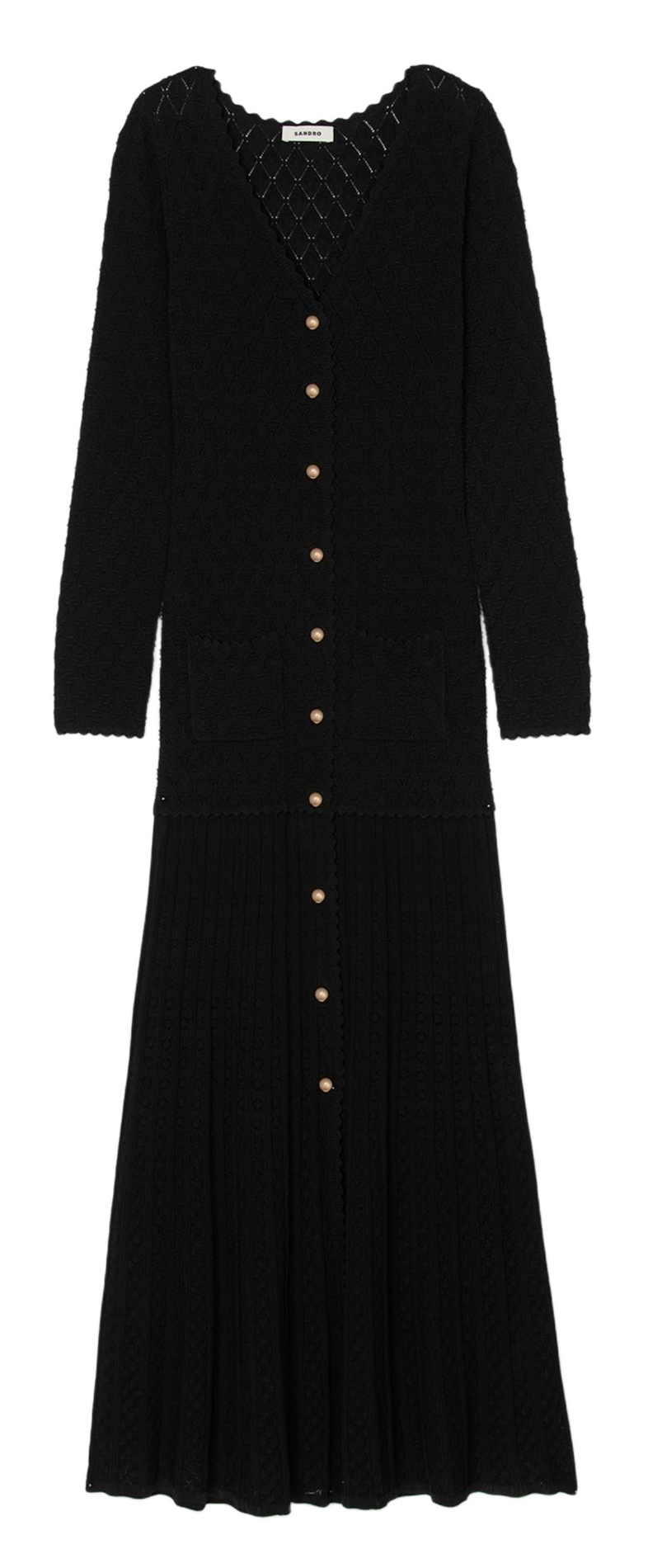 Robe longue col v  SANDRO Noir