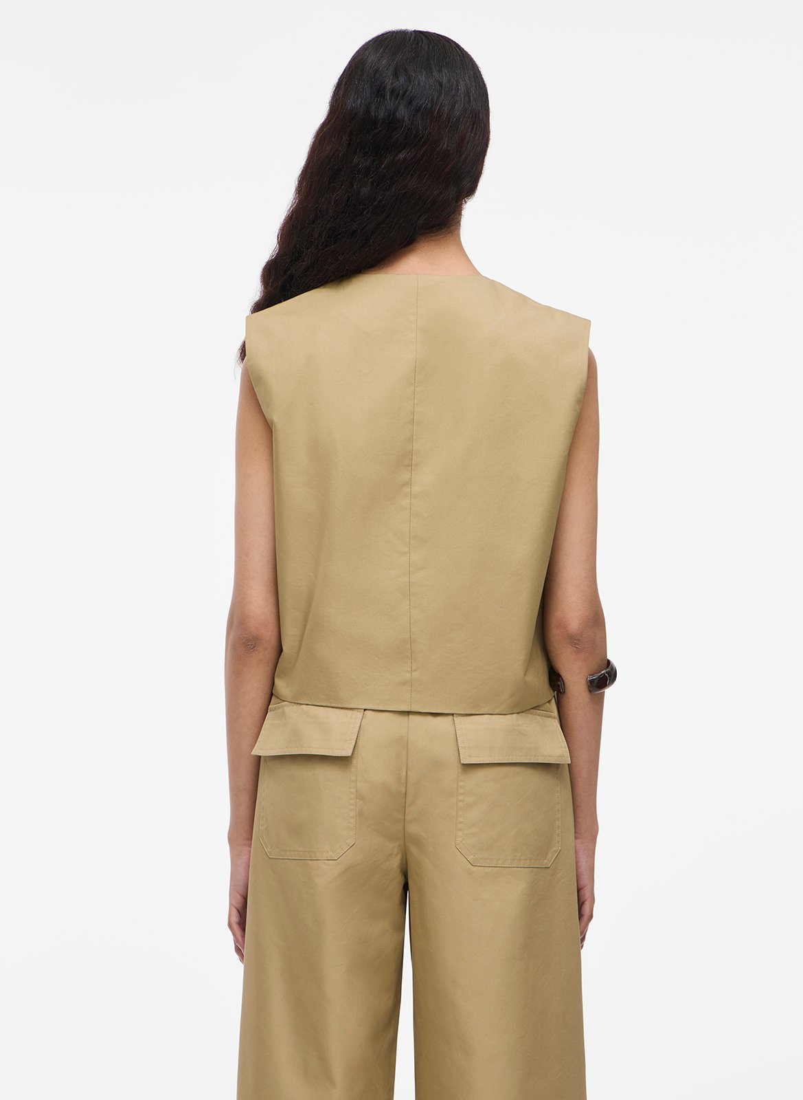 Top col rond en coton mélangé ROUGE EDIT Beige