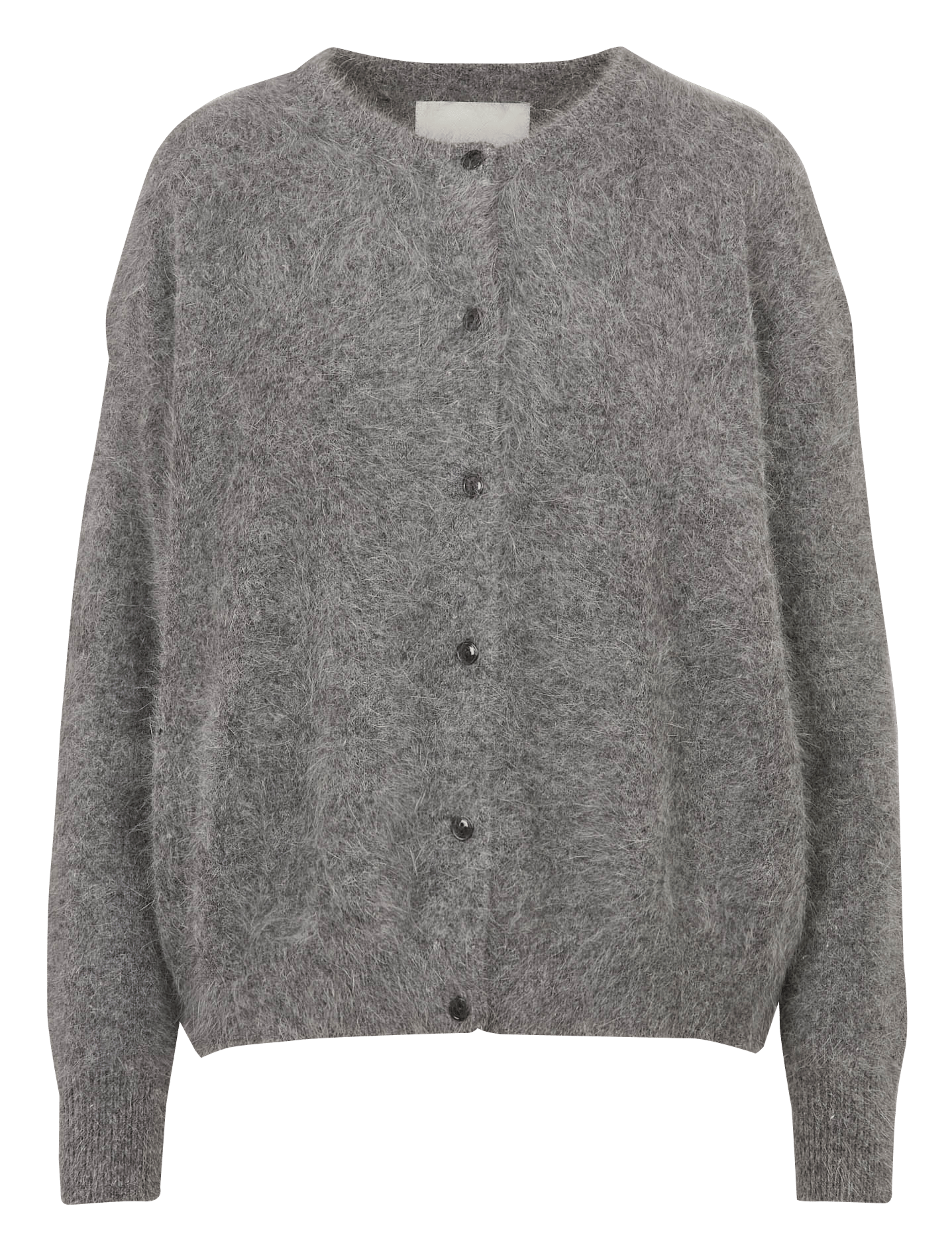 Round-neck mixed-knit cardigan BELLEROSE Grey