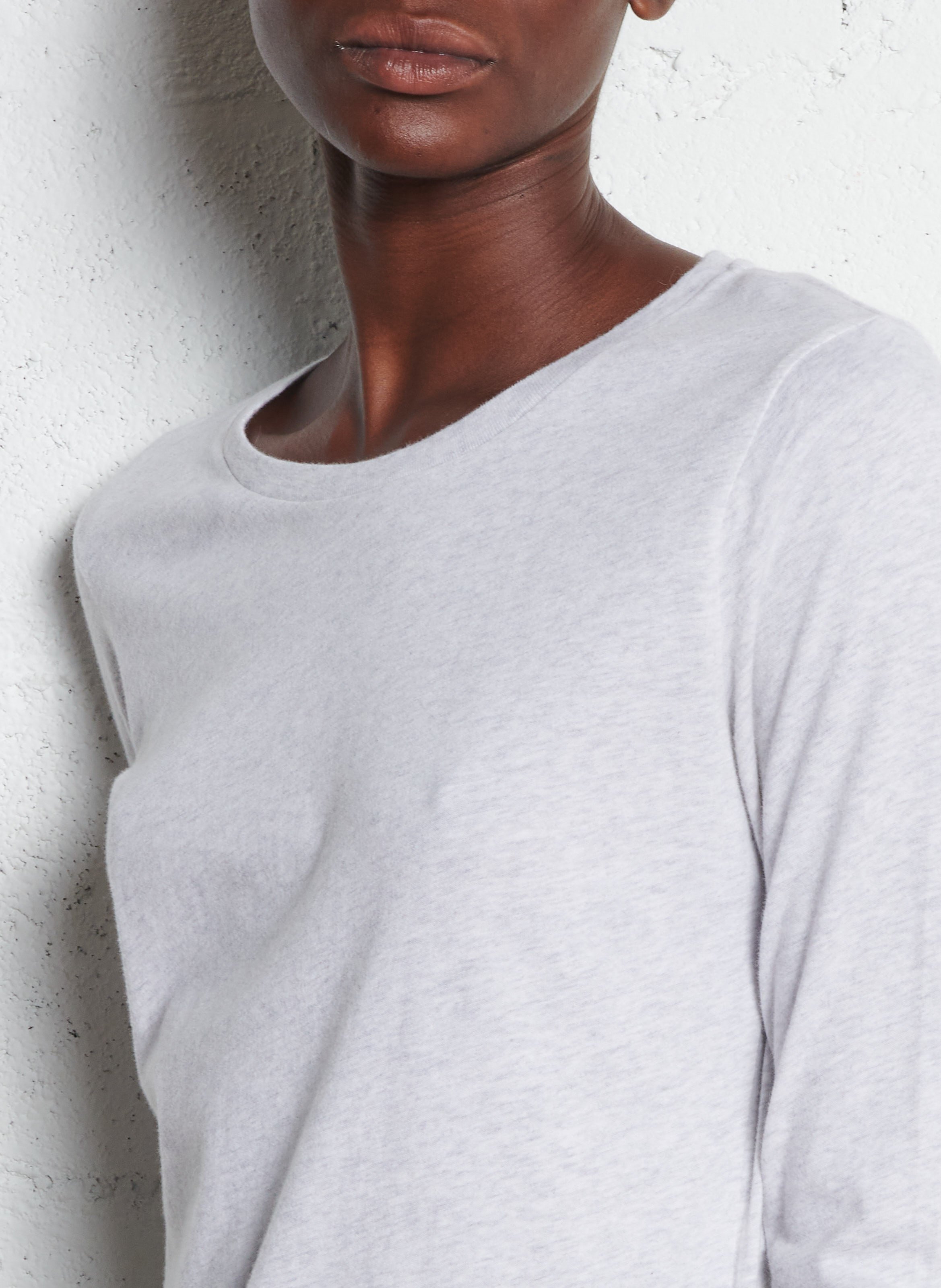 Tee-shirt col rond ajustée en coton MAJESTIC FILATURES Beige