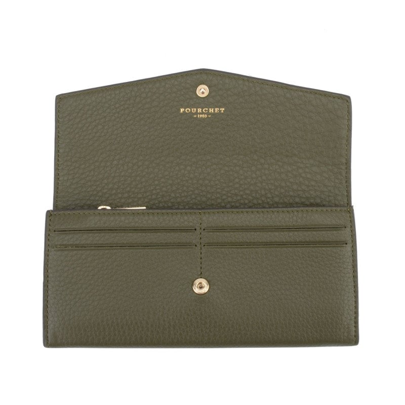 Leather coin purse POURCHET Khaki