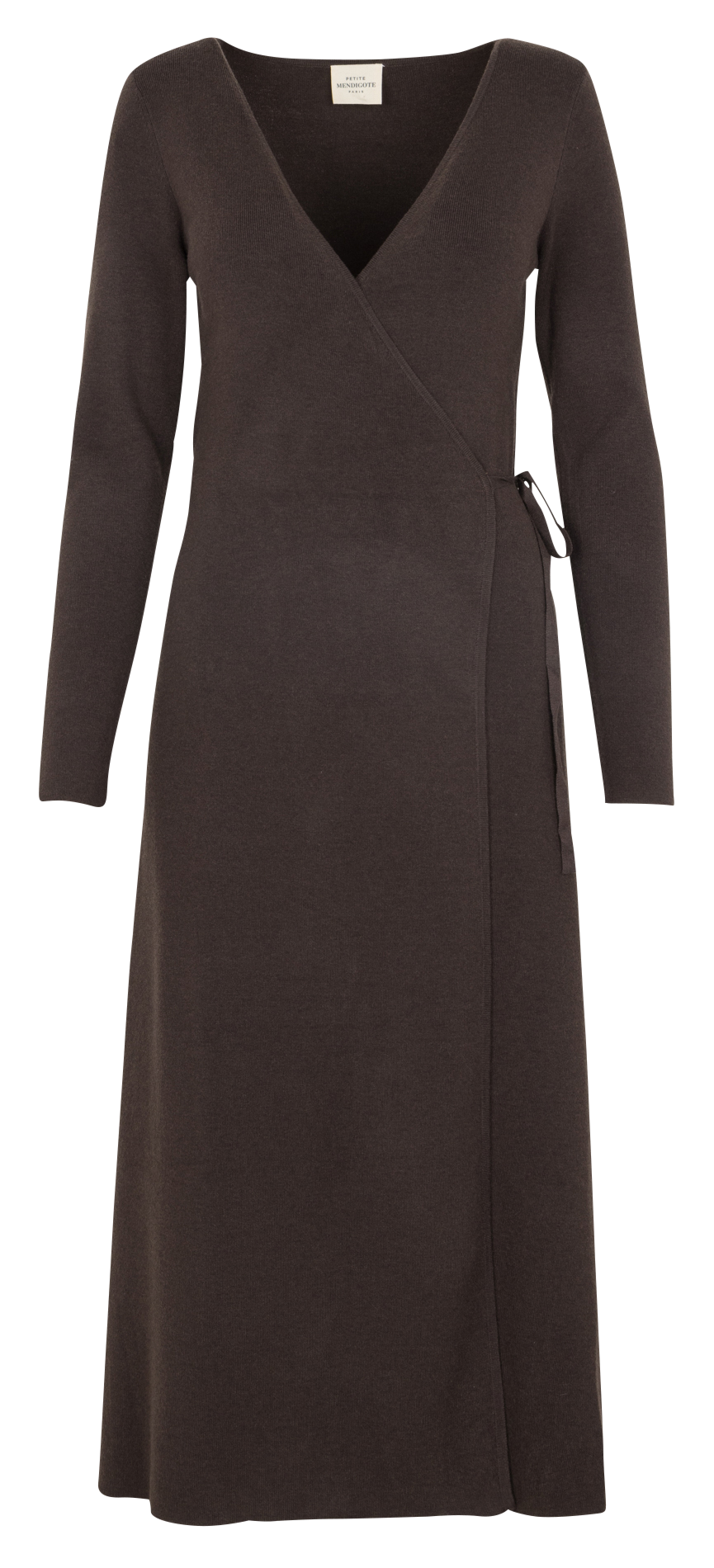 Long floral print wrap dress PETITE MENDIGOTE Brown