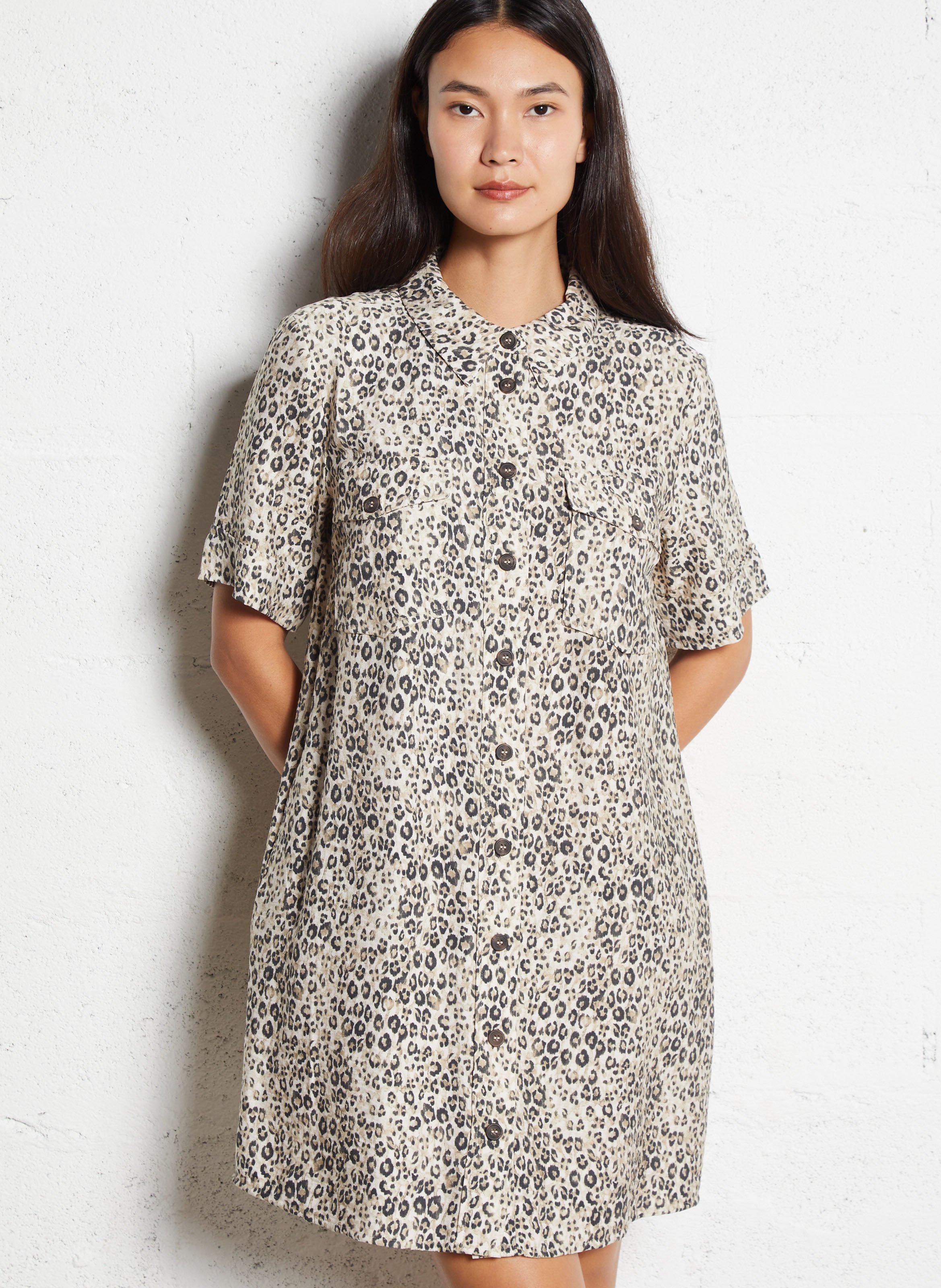 Robe courte col classique imprimé MAISON 123 Blanc