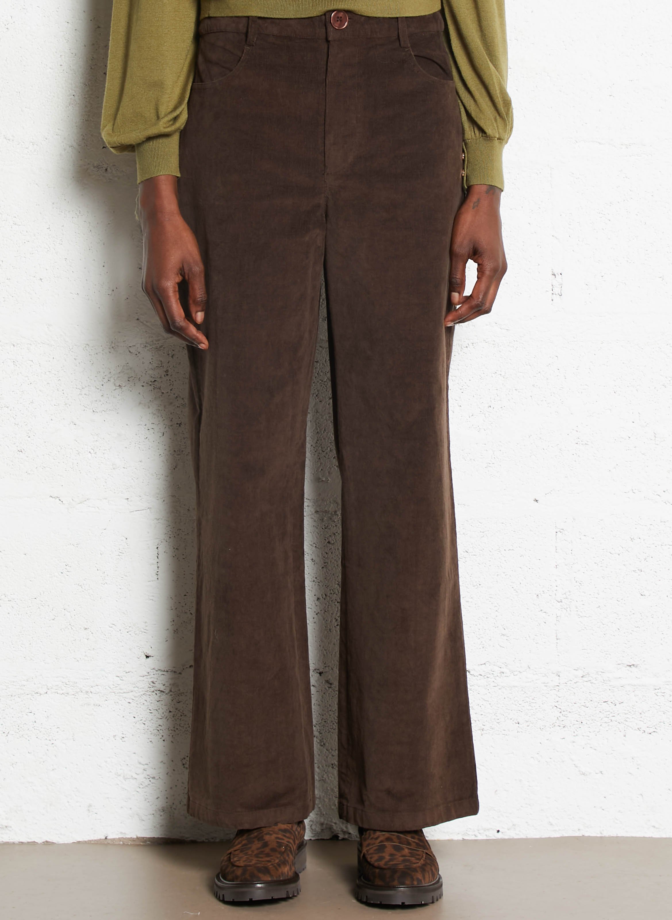Wide cotton trousers  PETITE MENDIGOTE Brown