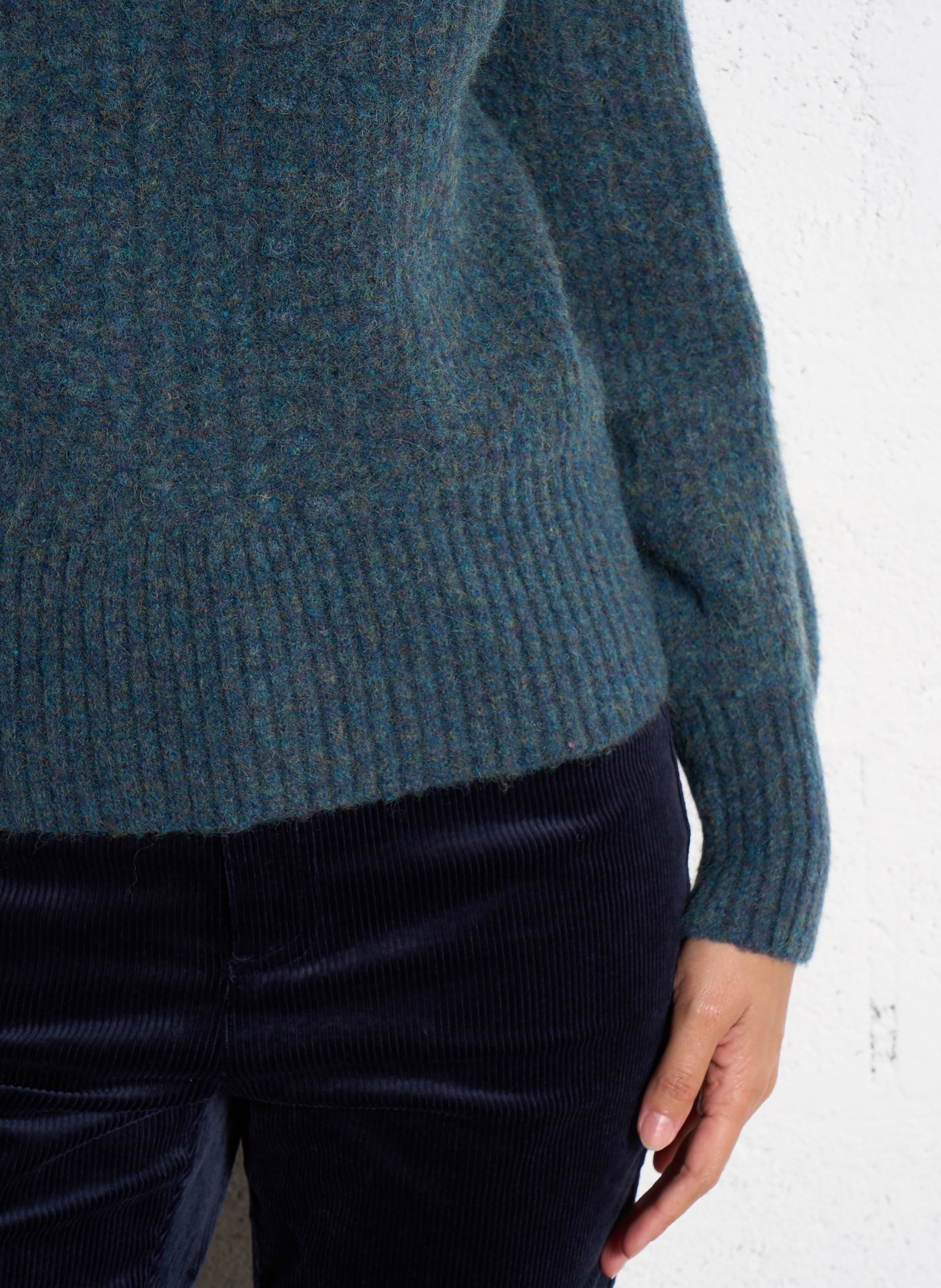 Gerade geschnittener Rollkragenpullover aus Wollmix ANTIK BATIK Blau