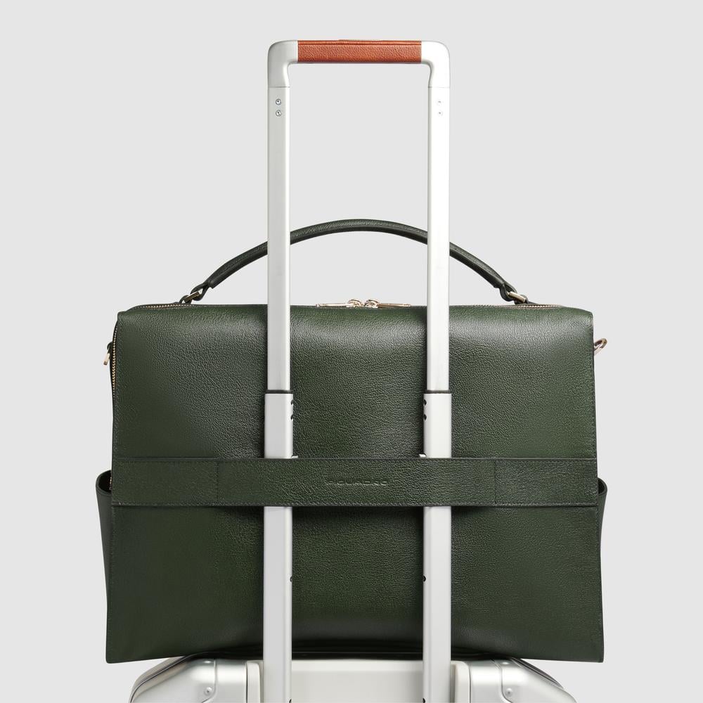 Women's laptop bag with iPad® compartment, shock protection, and RFID protection PIQUADRO Green