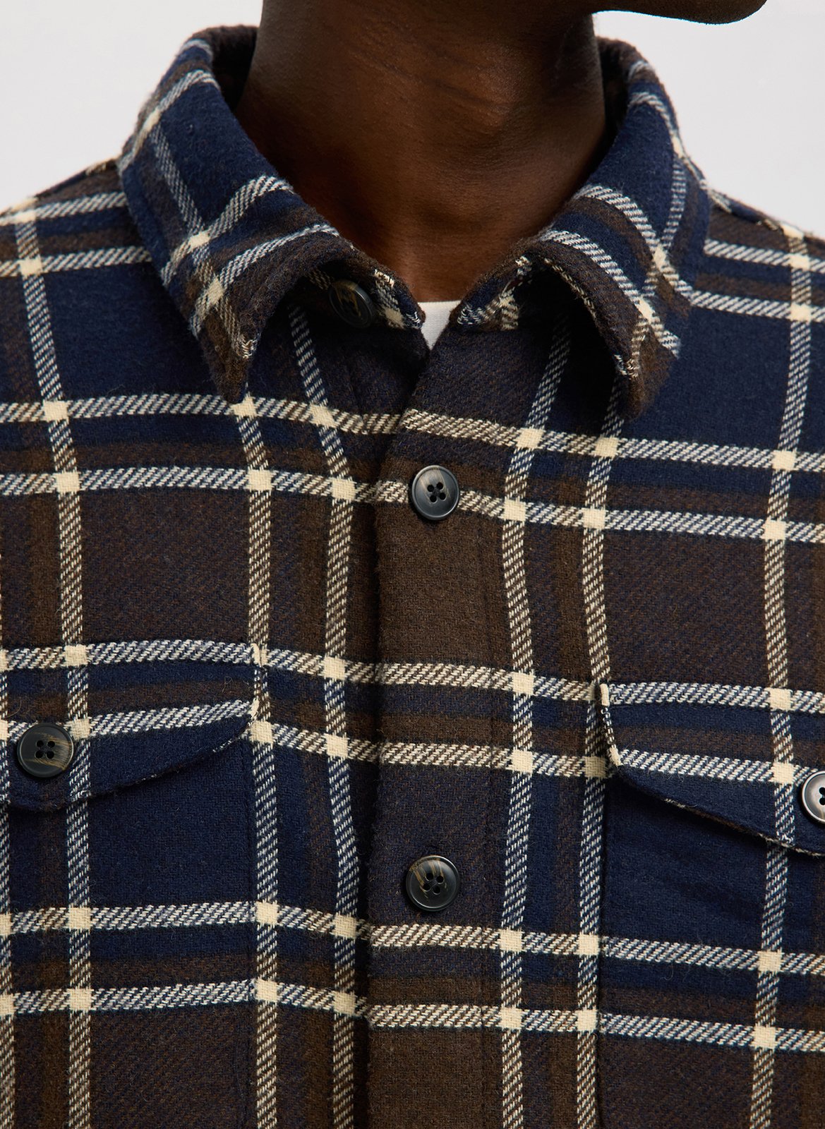 Checked shirt with classic collar SELECTED Brown