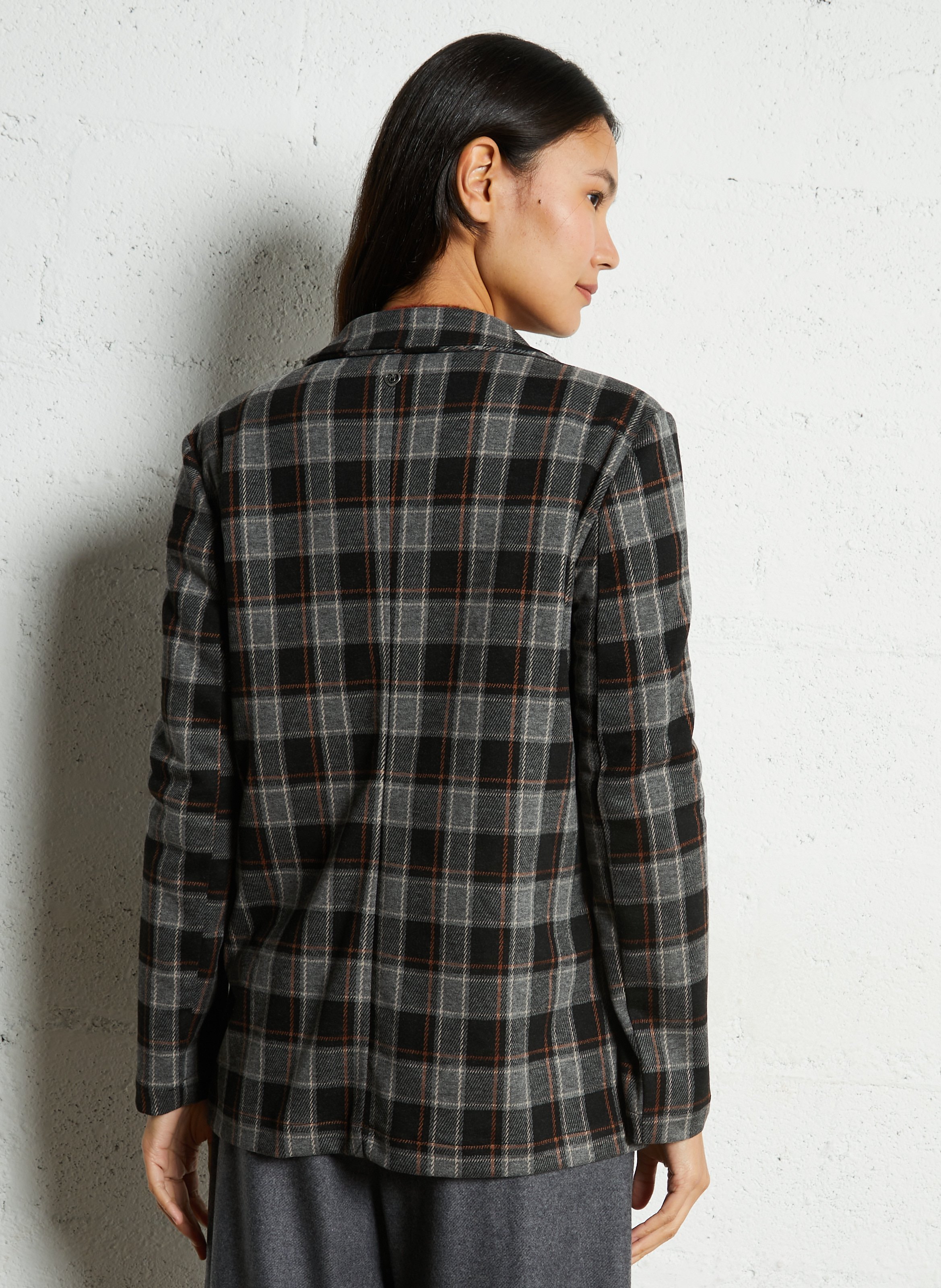 Veste tailleur droite à carreaux PLEASE Noir