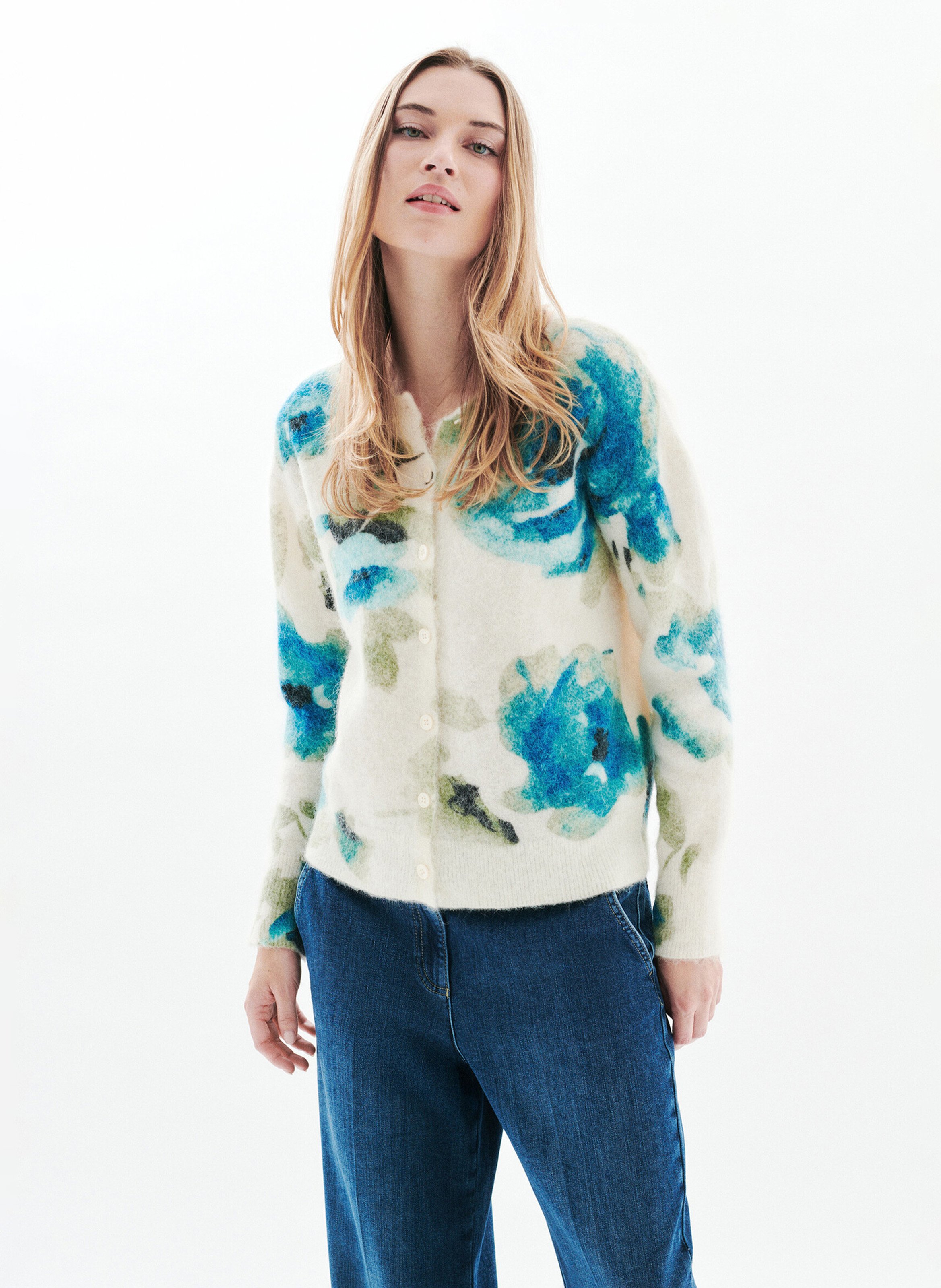 Floral straight wool blend vest CAROLL Beige