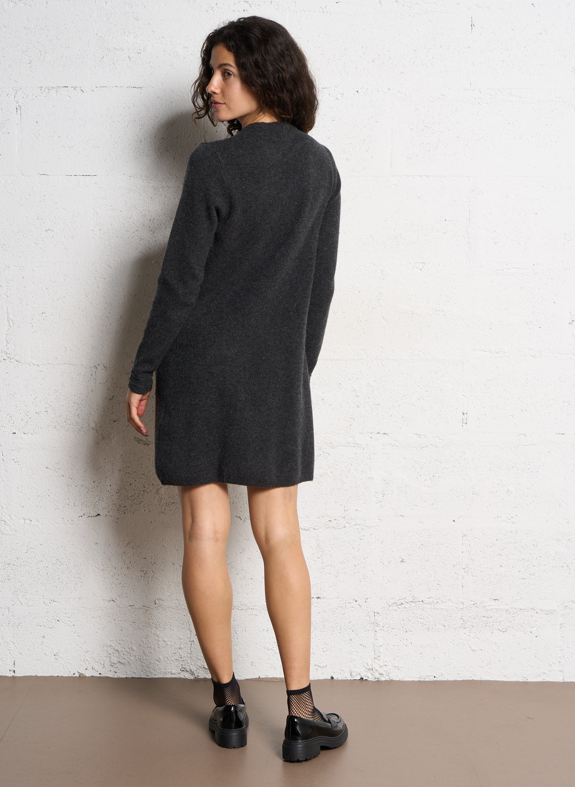 Round neck wool and cashmere sweater dress PETITE MENDIGOTE Black