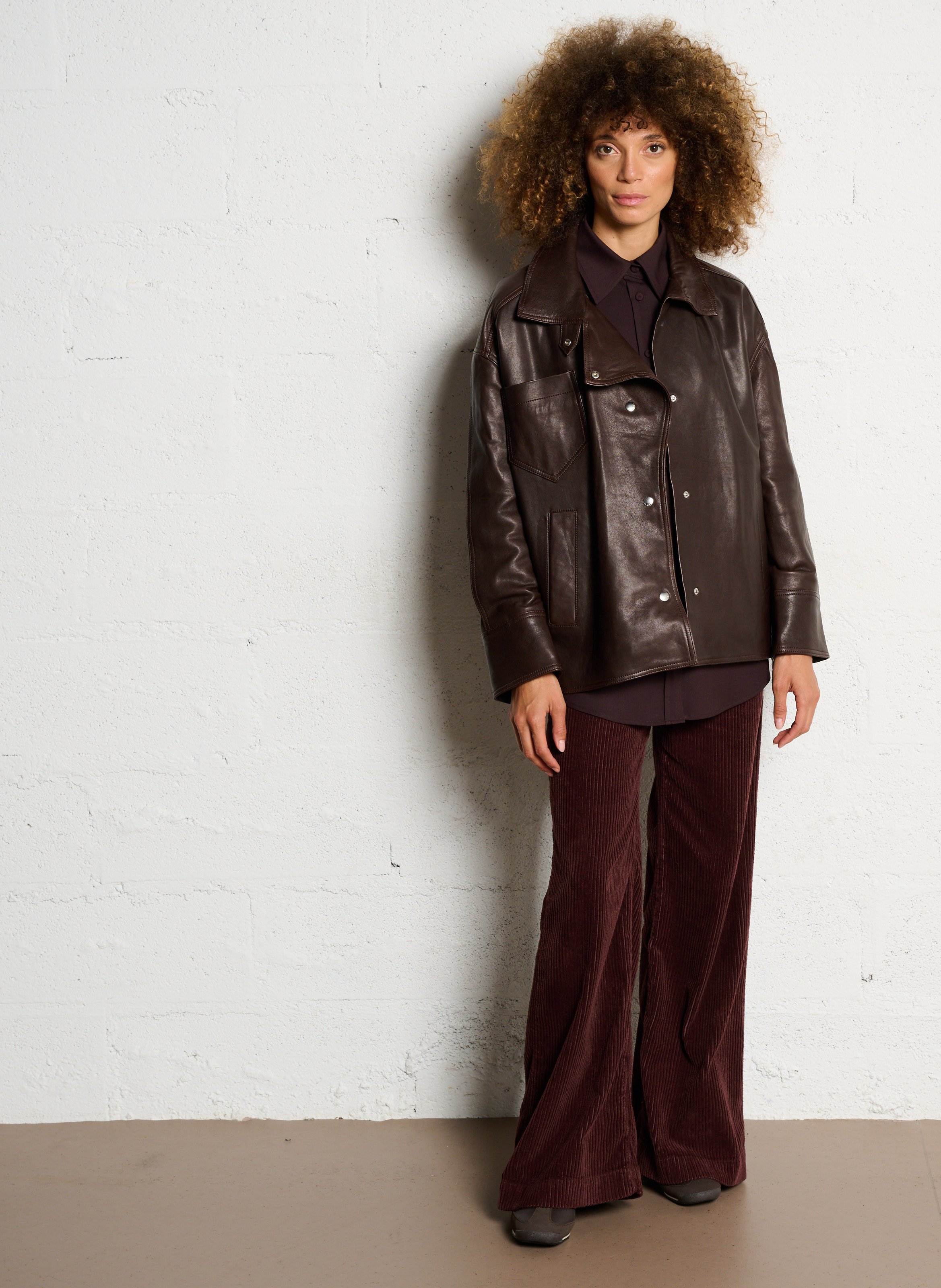 Oversize-Lederjacke MARGAUX LONNBERG Braun