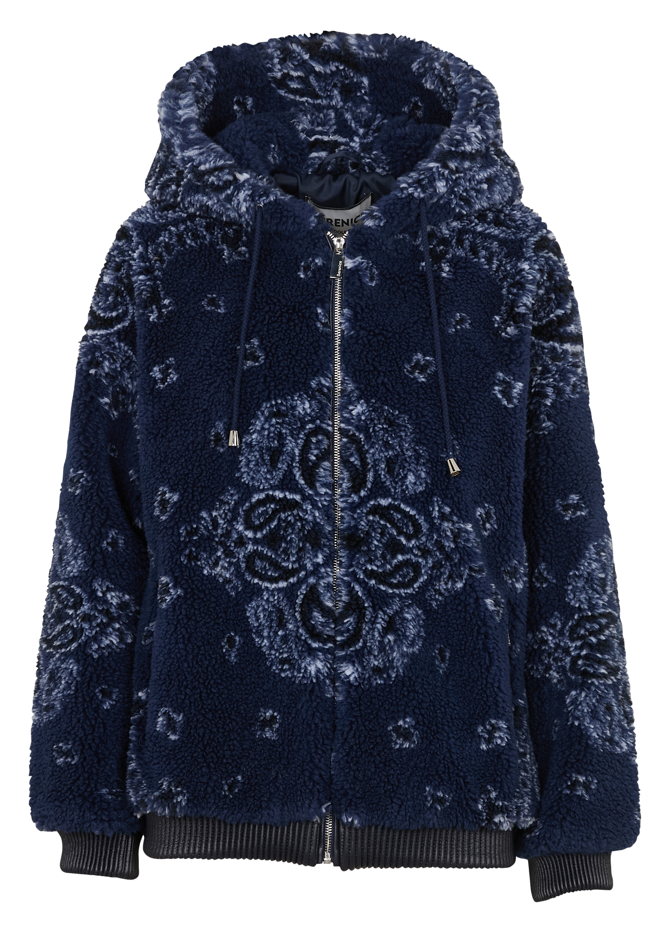 Veste à capuche en fausse fourrure imprimée BERENICE Bleu