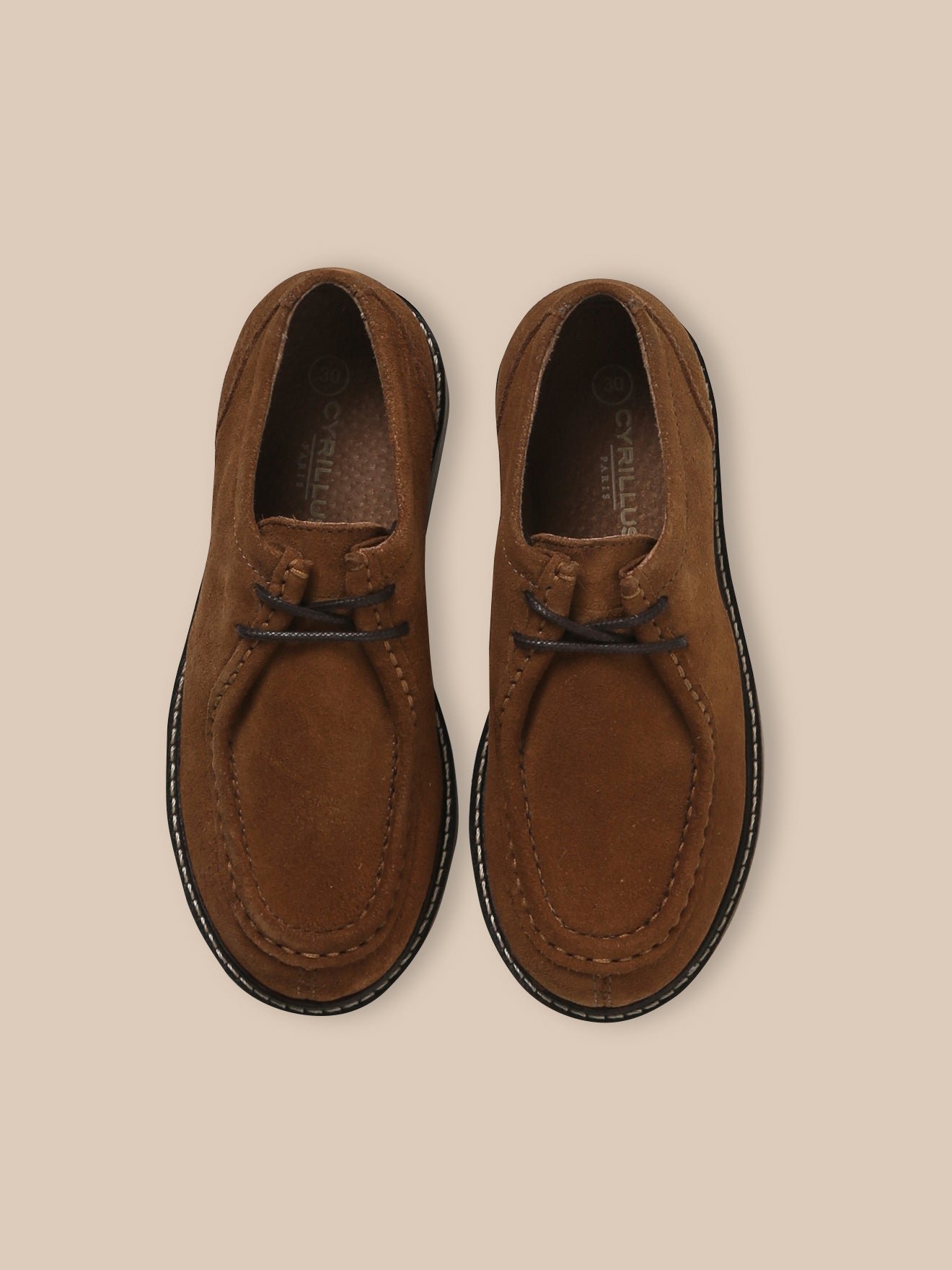 Lace-up suede leather derbies CYRILLUS Brown