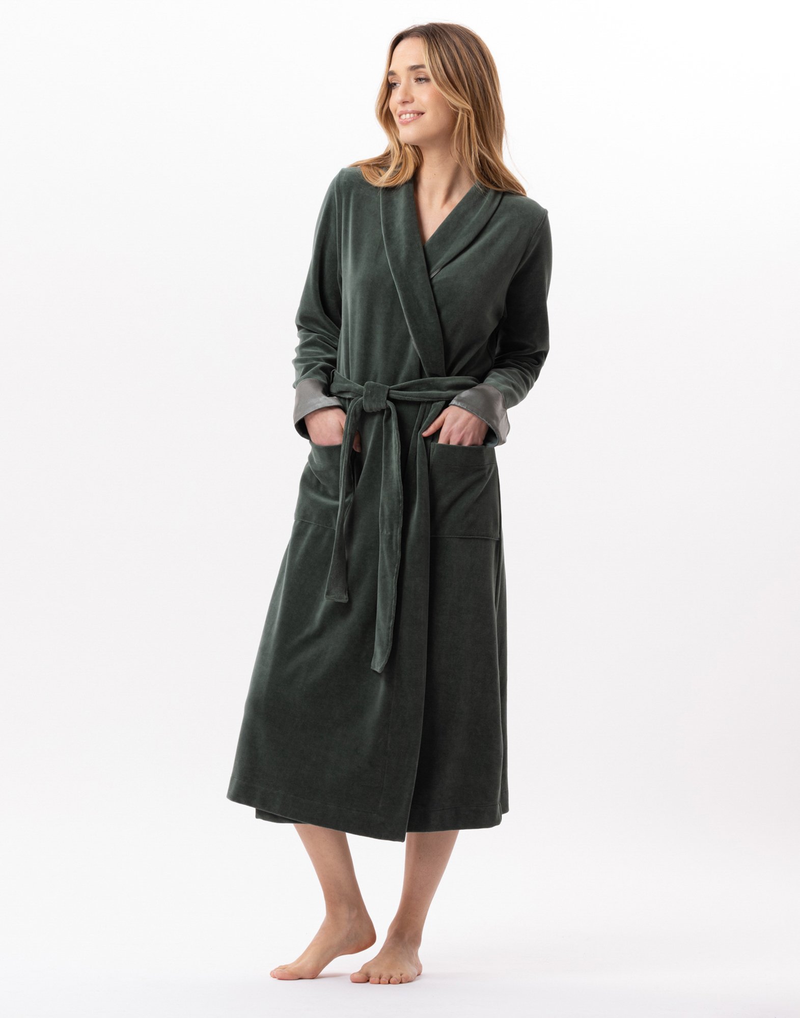 Crossed velvet dressing gown LE CHAT Green