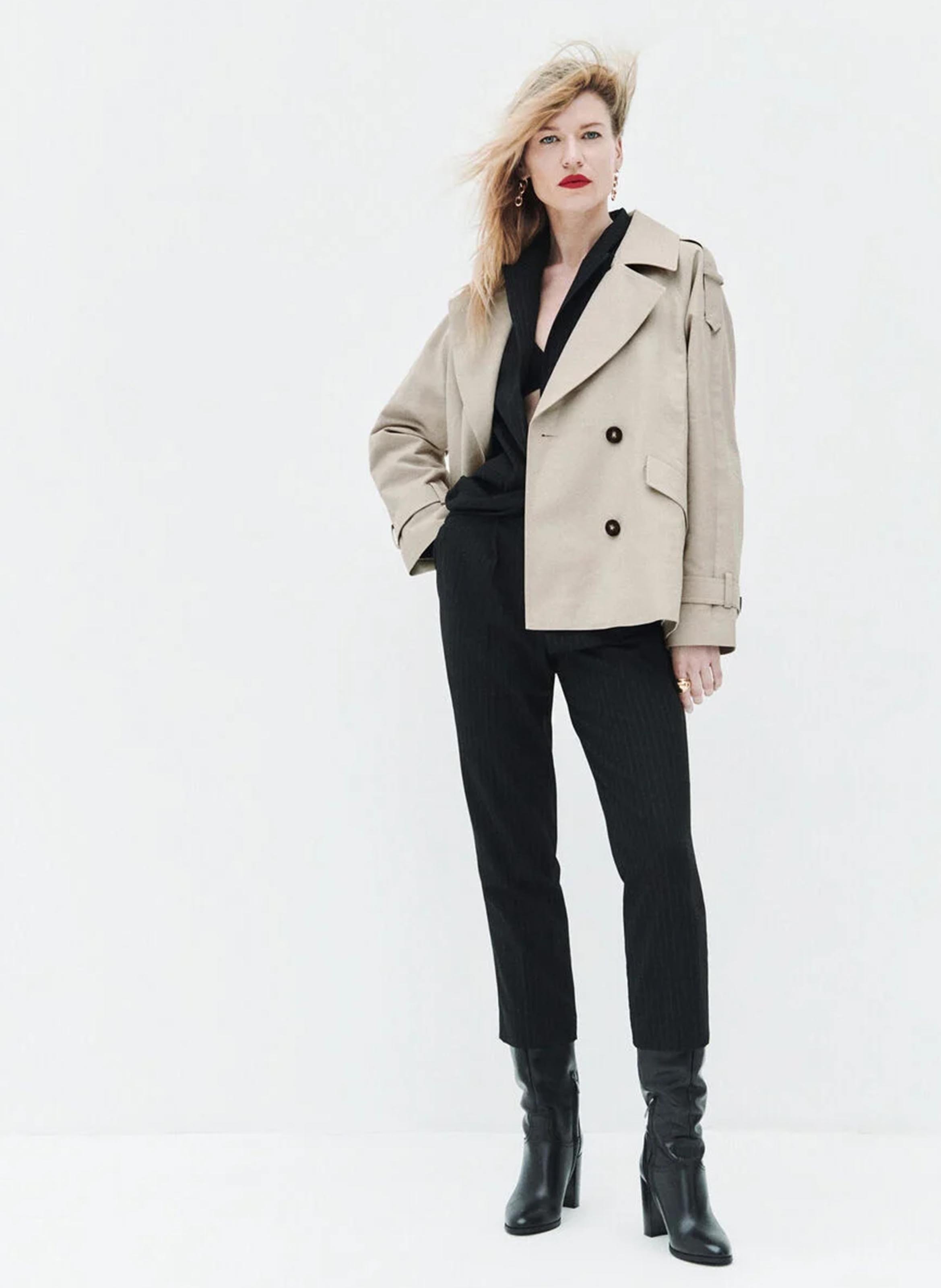 Short oversized trench coat CAROLL Beige