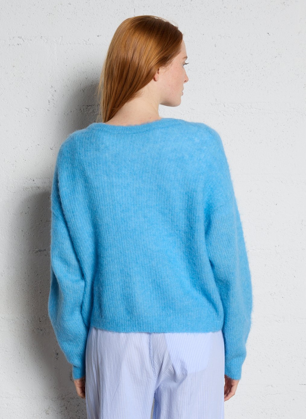 Gilet droit en alpaga mélangé AMERICAN VINTAGE Bleu