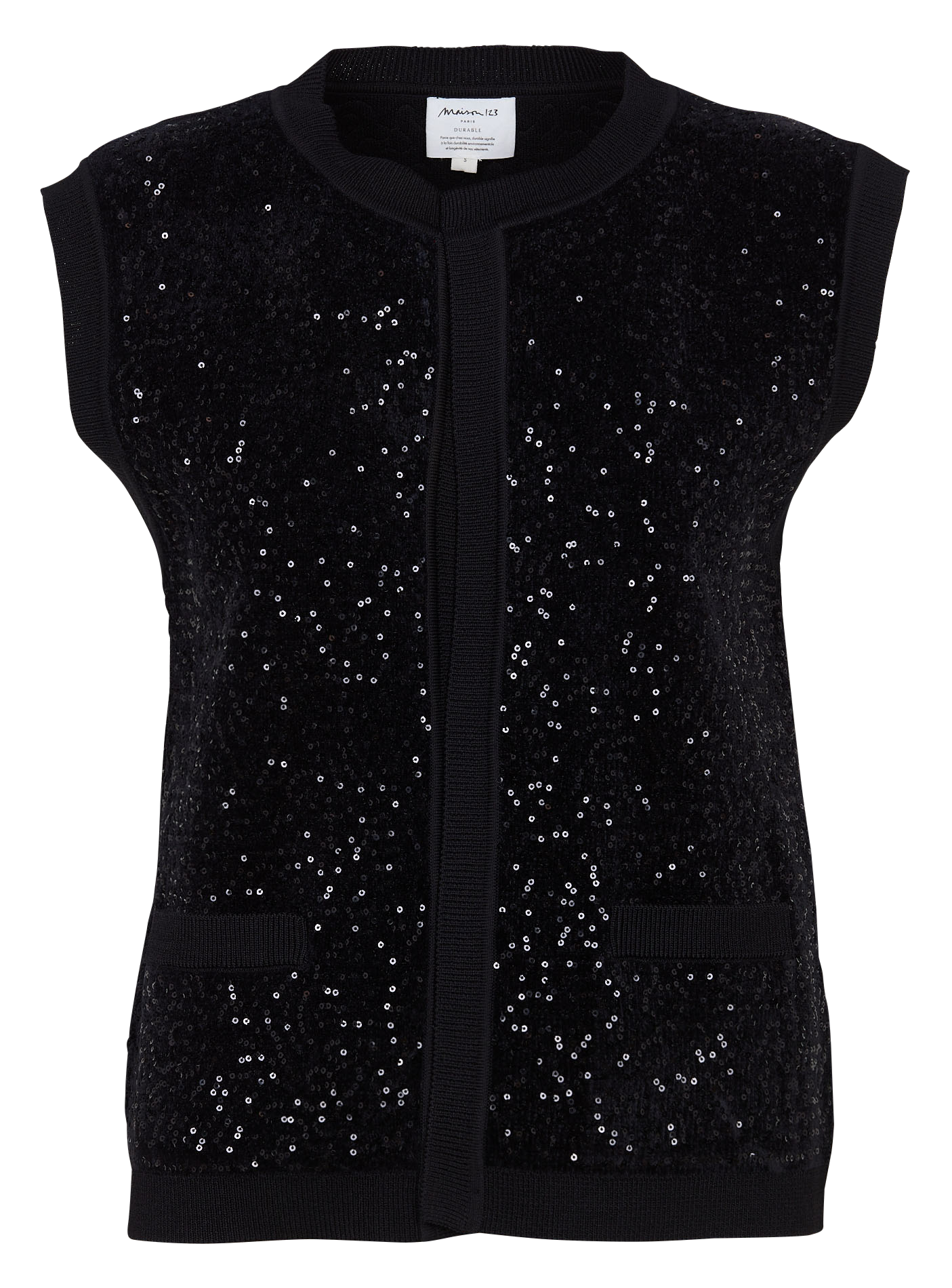 Straight sequin sleeveless vest MAISON 123 Black