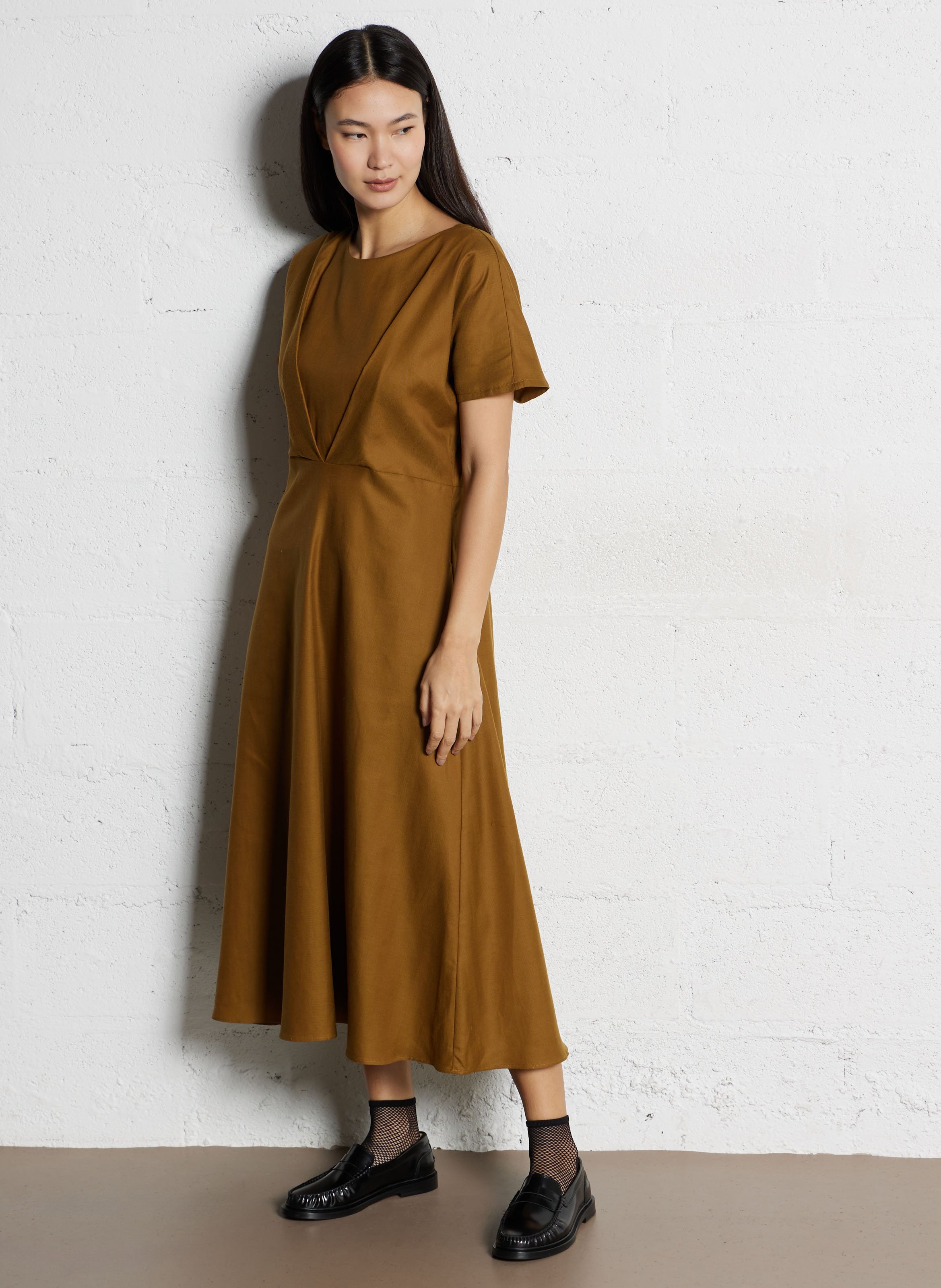 Midi-A-Linie-Kleid in Uni ACOTE