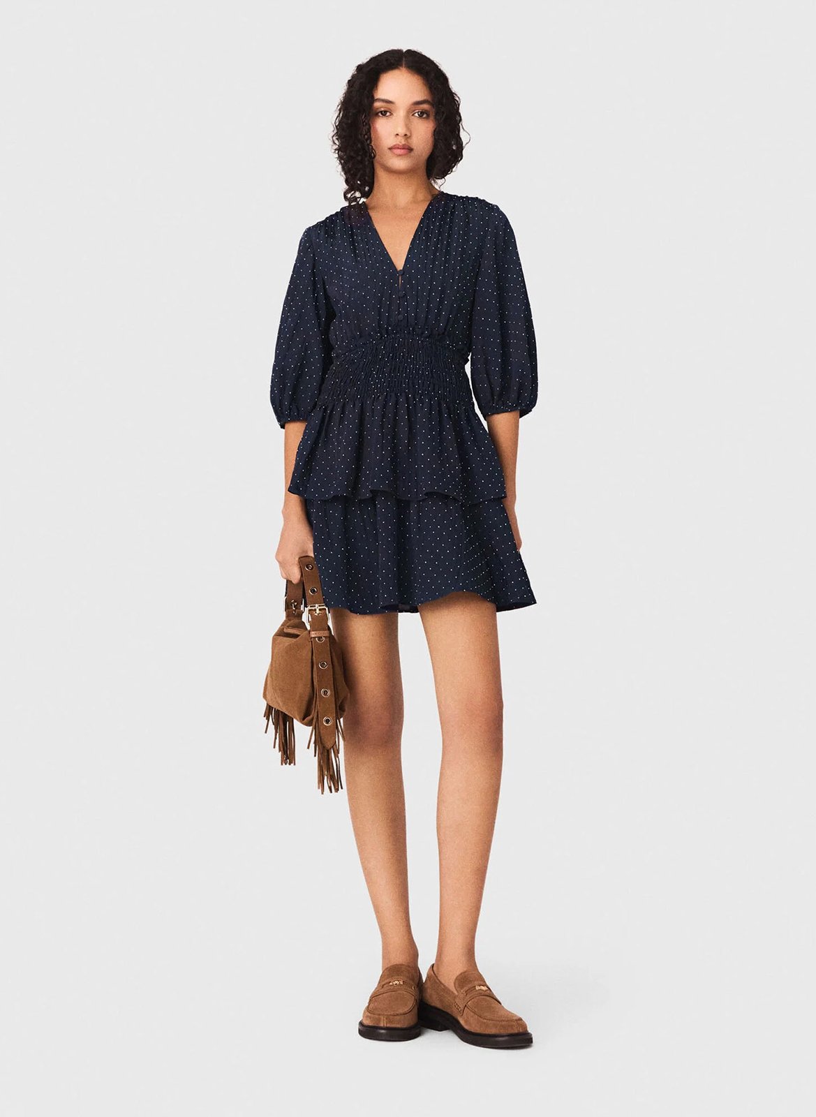 Korte jurk met V-hals MAJE Blue