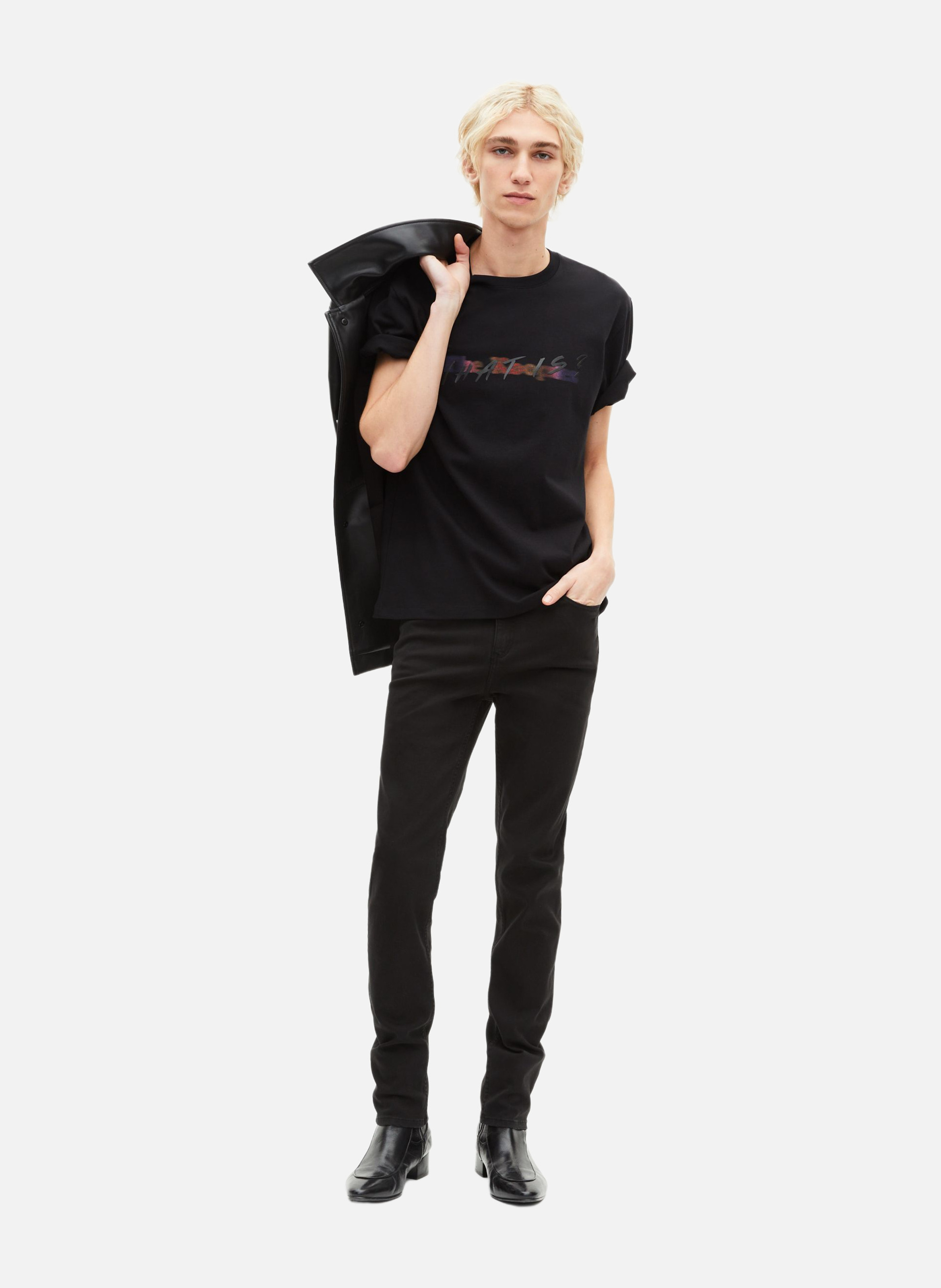 T-shirt with multicolored logo THE KOOPLES Black