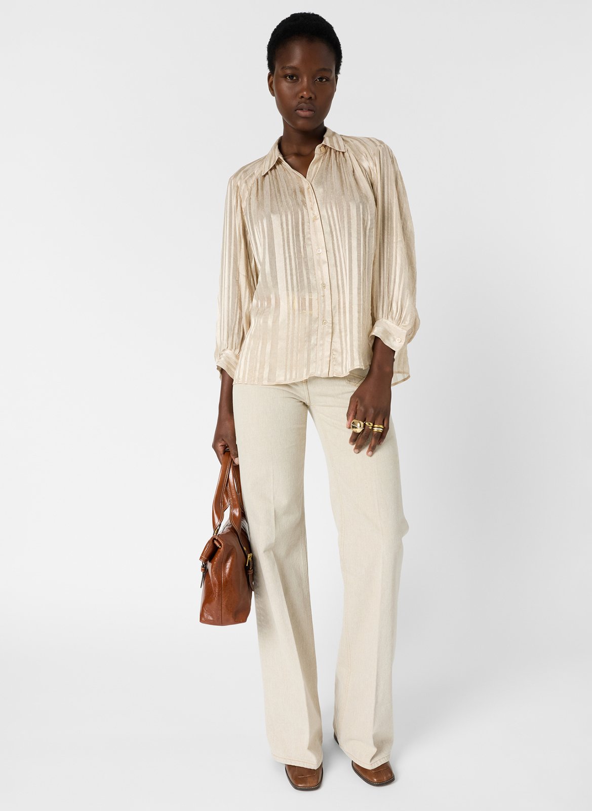 Straight Fluid Striped Shirt GERARD DAREL Beige