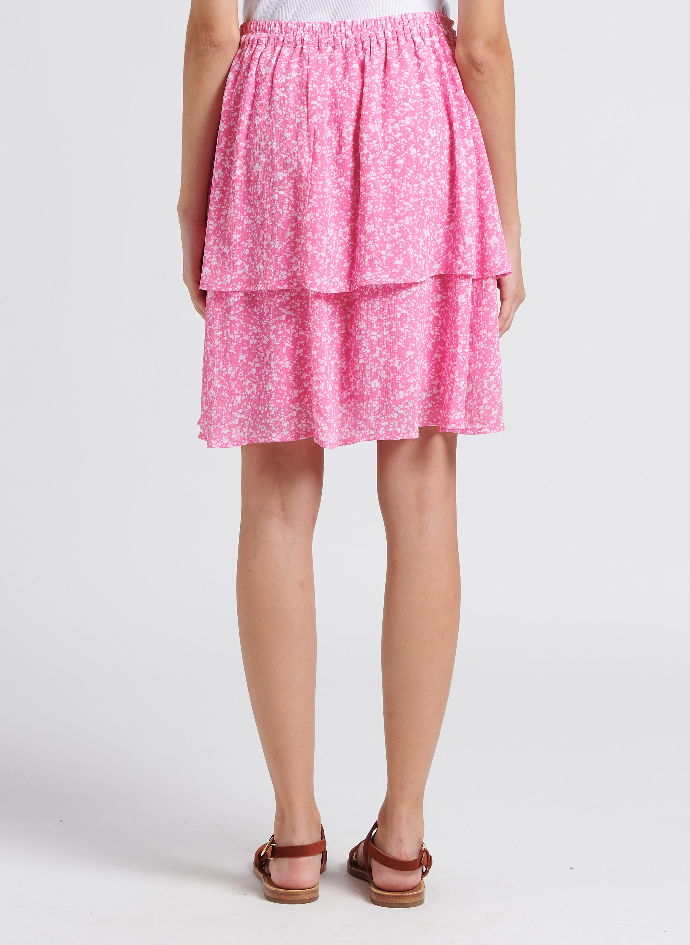 Jupe courte imprimé fleuri à volants MOSS COPENHAGEN Rose