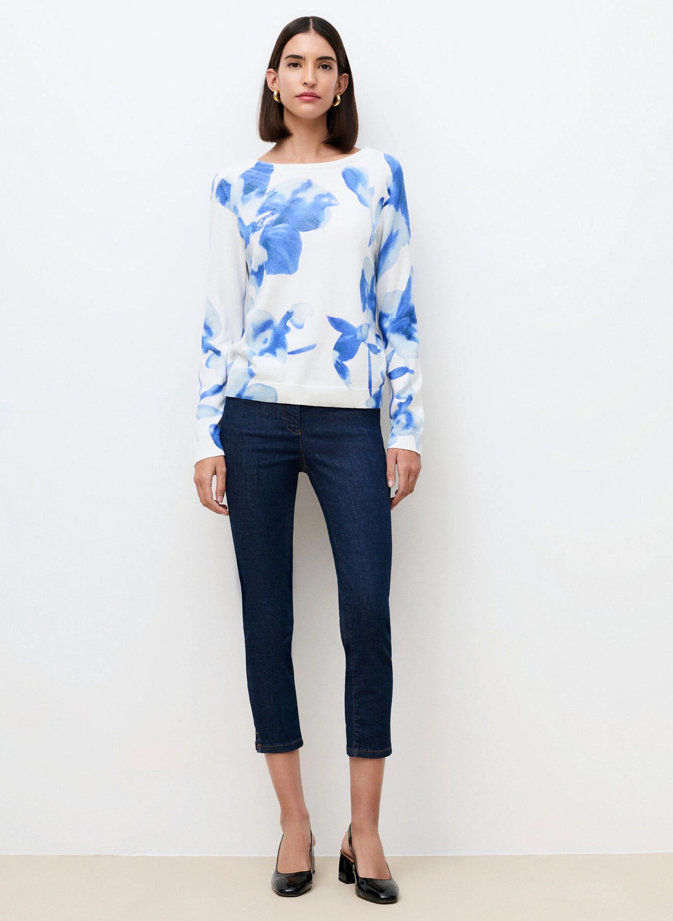 Pull moulant en coton CAROLL Bleu