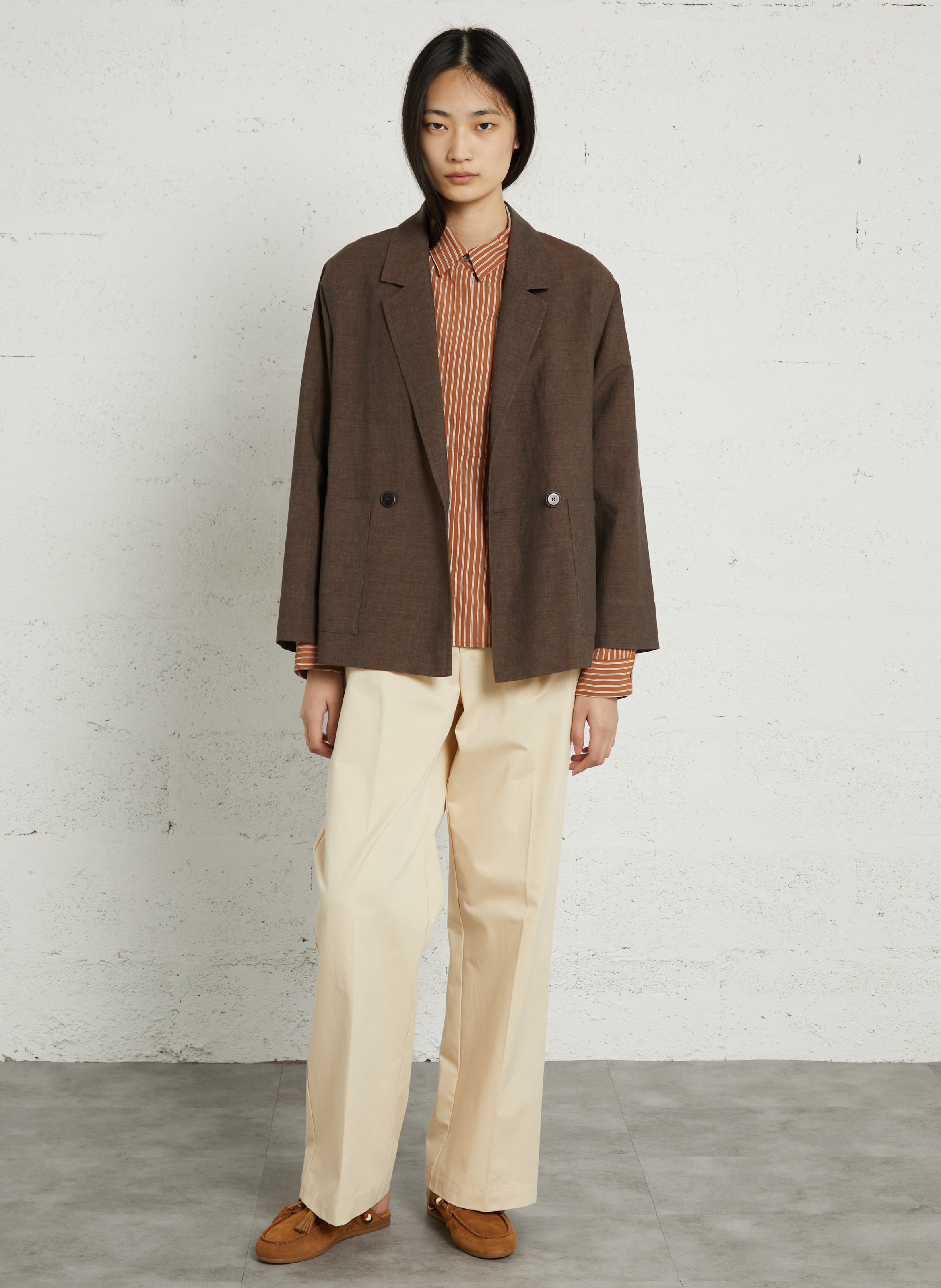 Gerader Hose mit Bundfalten in Uni POMANDERE Weiss