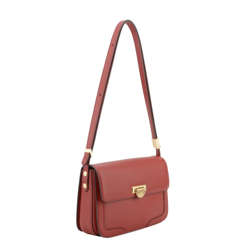 Crossbody bag in cowhide leather Red