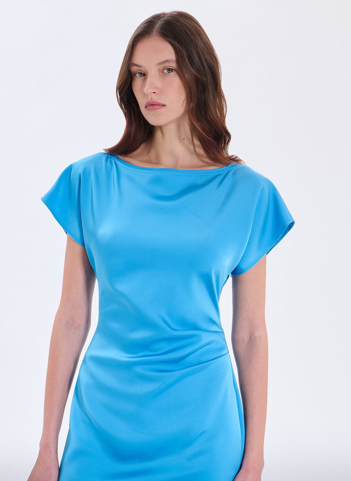 Robe longue col bateau ZAPA Bleu