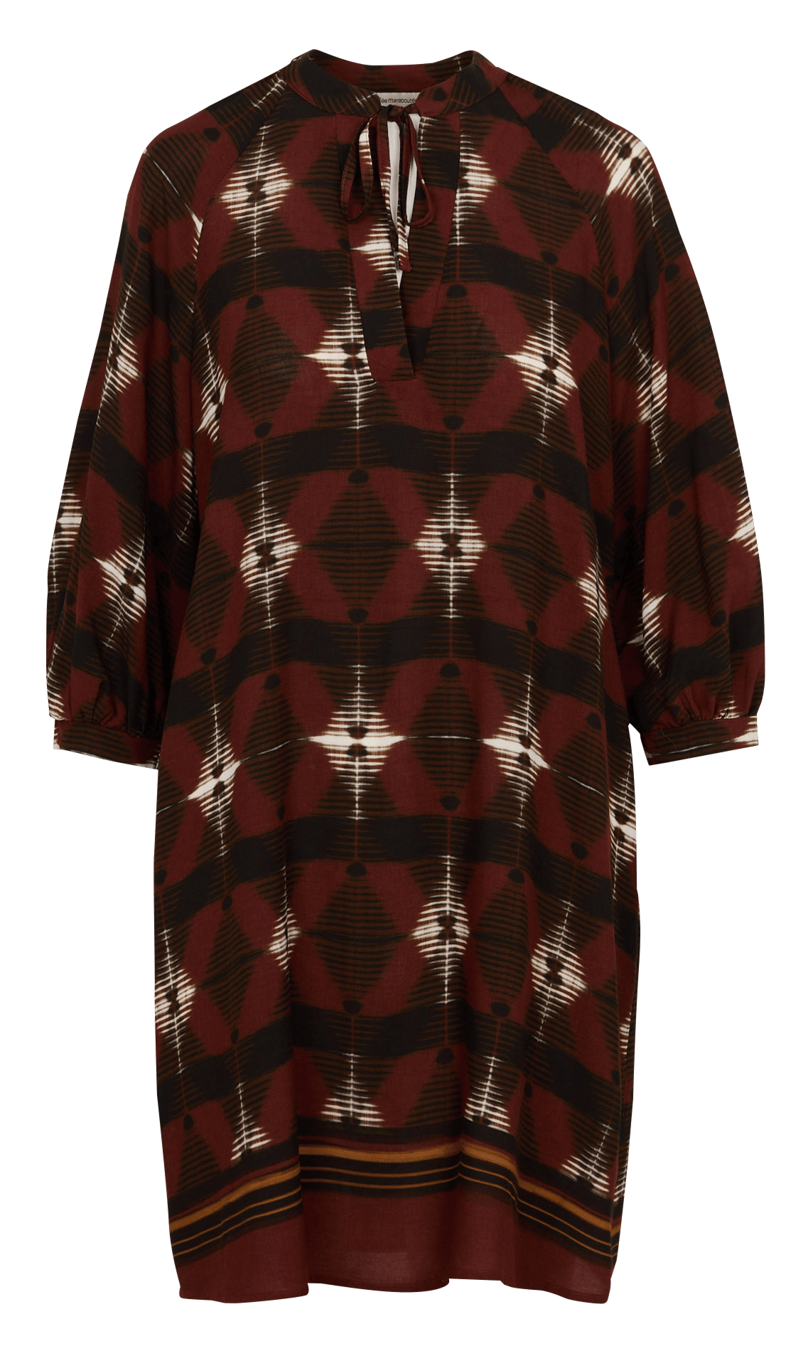 Robe courte imprimée col rond LA FEE MARABOUTEE Marron