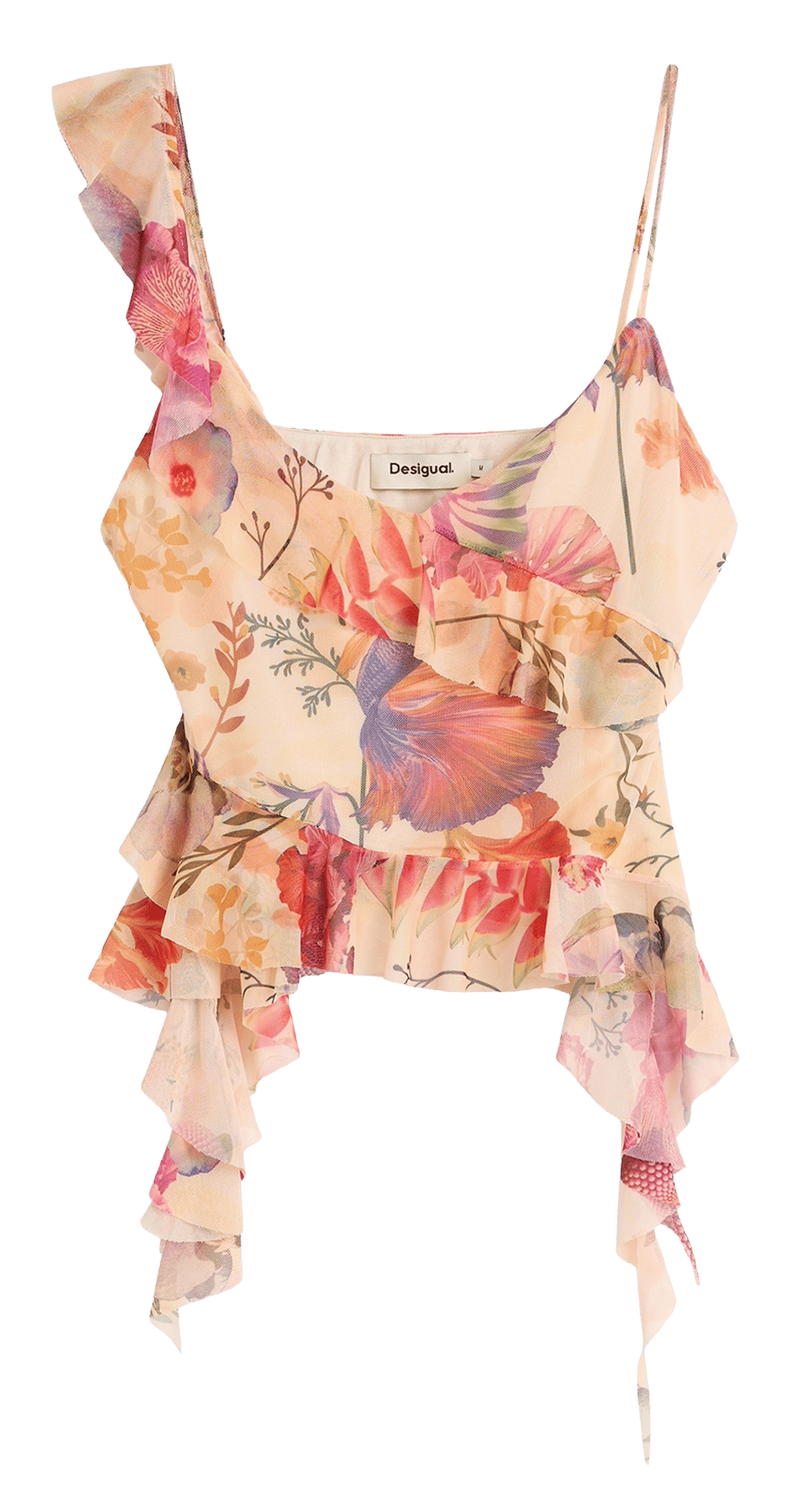 Top met ronde hals en print DESIGUAL Oranje