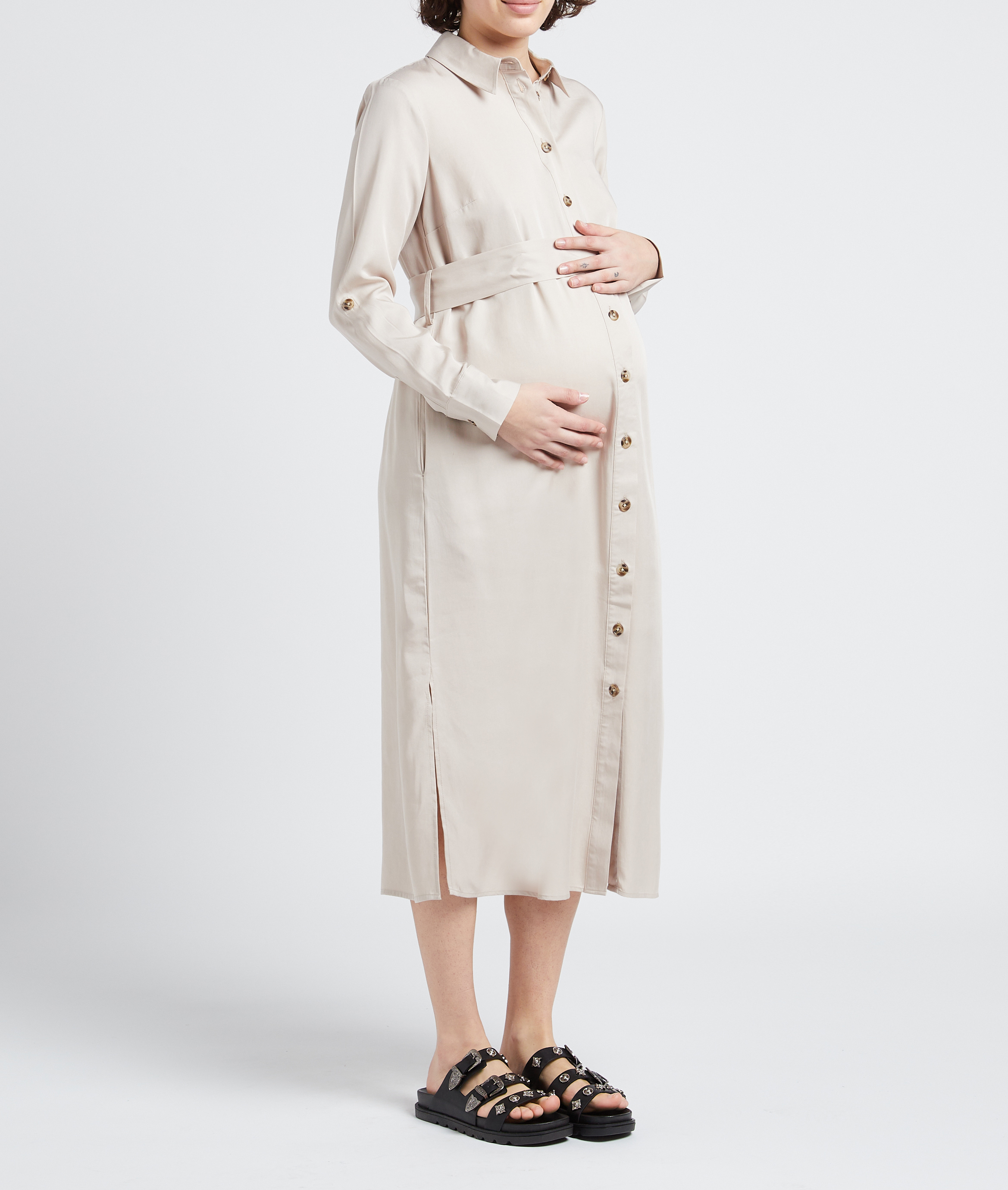 Satiny pregnancy shirt dress SERAPHINE Yellow