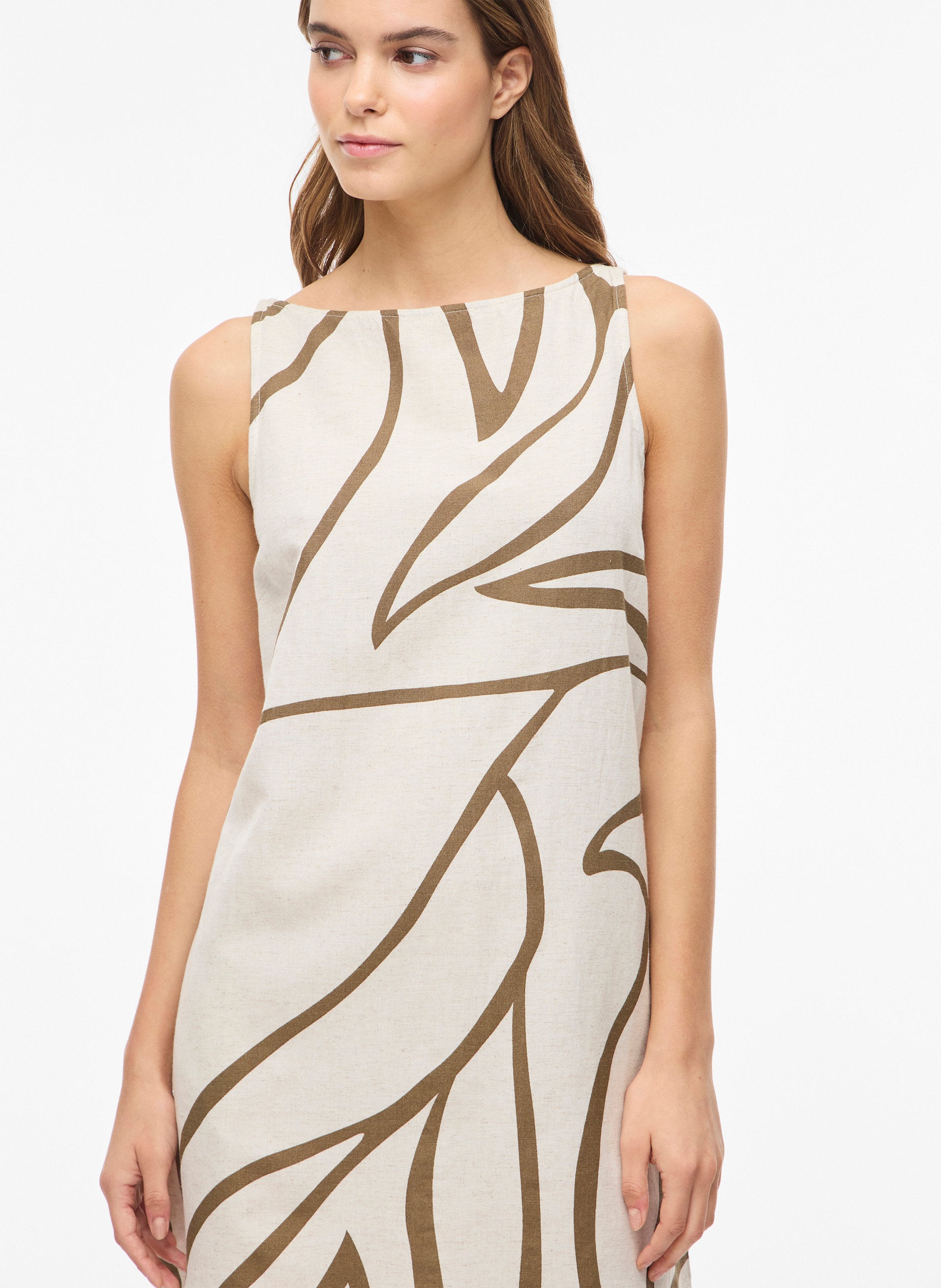 Robe courte col rond imprimée VILA Marron