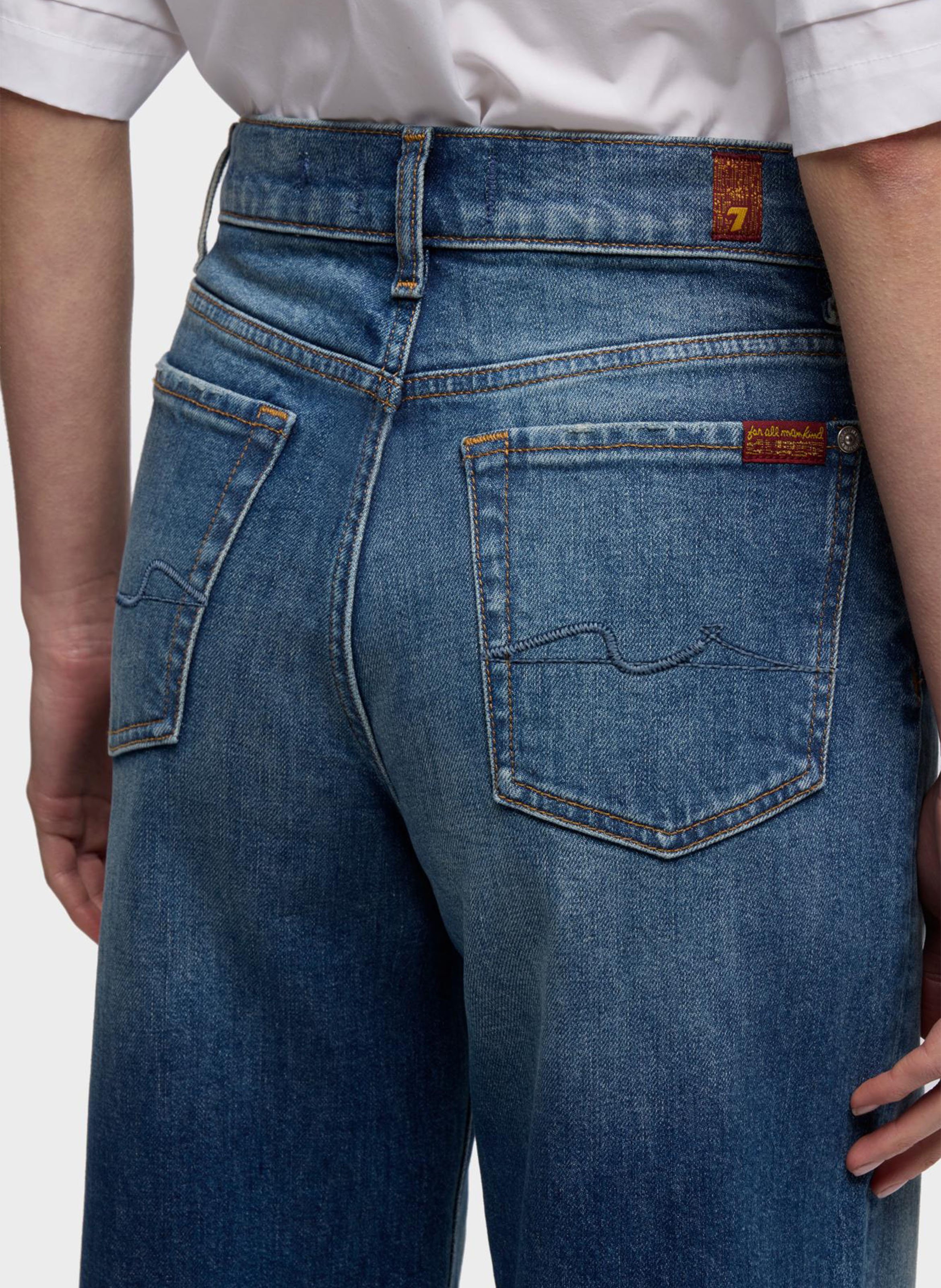 Weite High Waist Jeans in Stone-Washed-Optik 7 FOR ALL MANKIND Blau