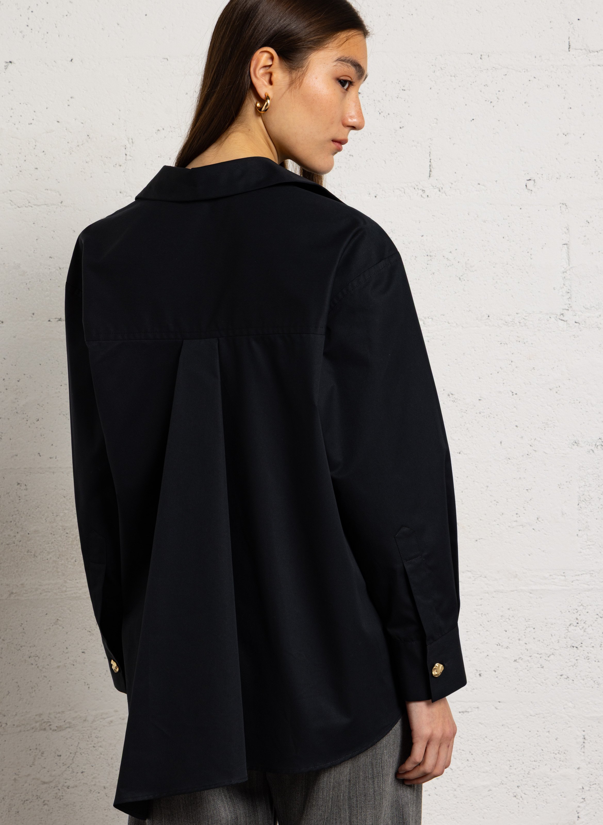 Chemise croisée asymétrique unie | Noir MARGAUX LONNBERG Femme
