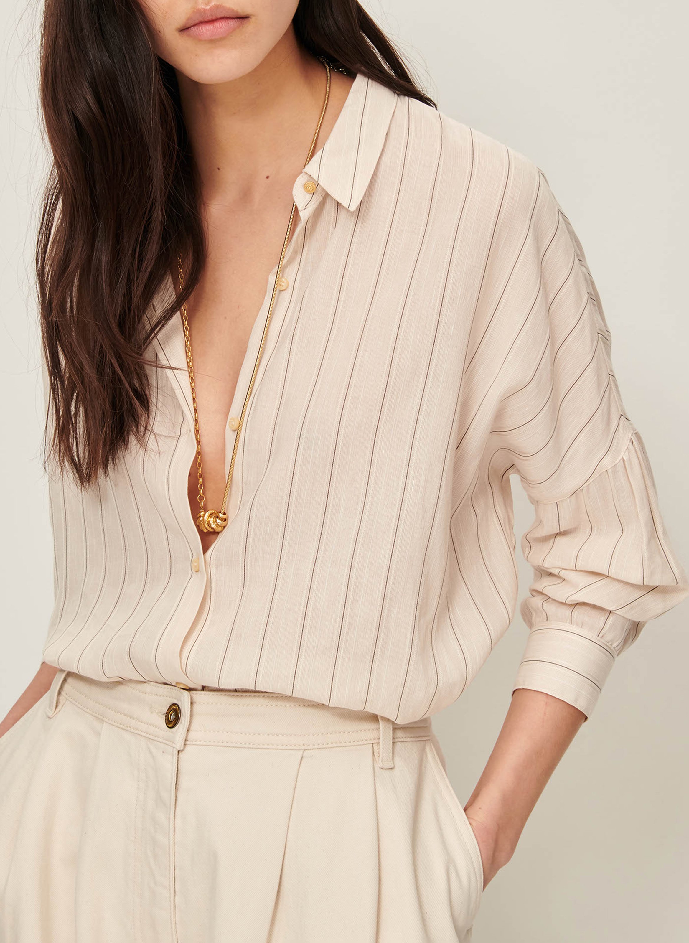 Loose-fit shirt with classic collar SESSUN Beige