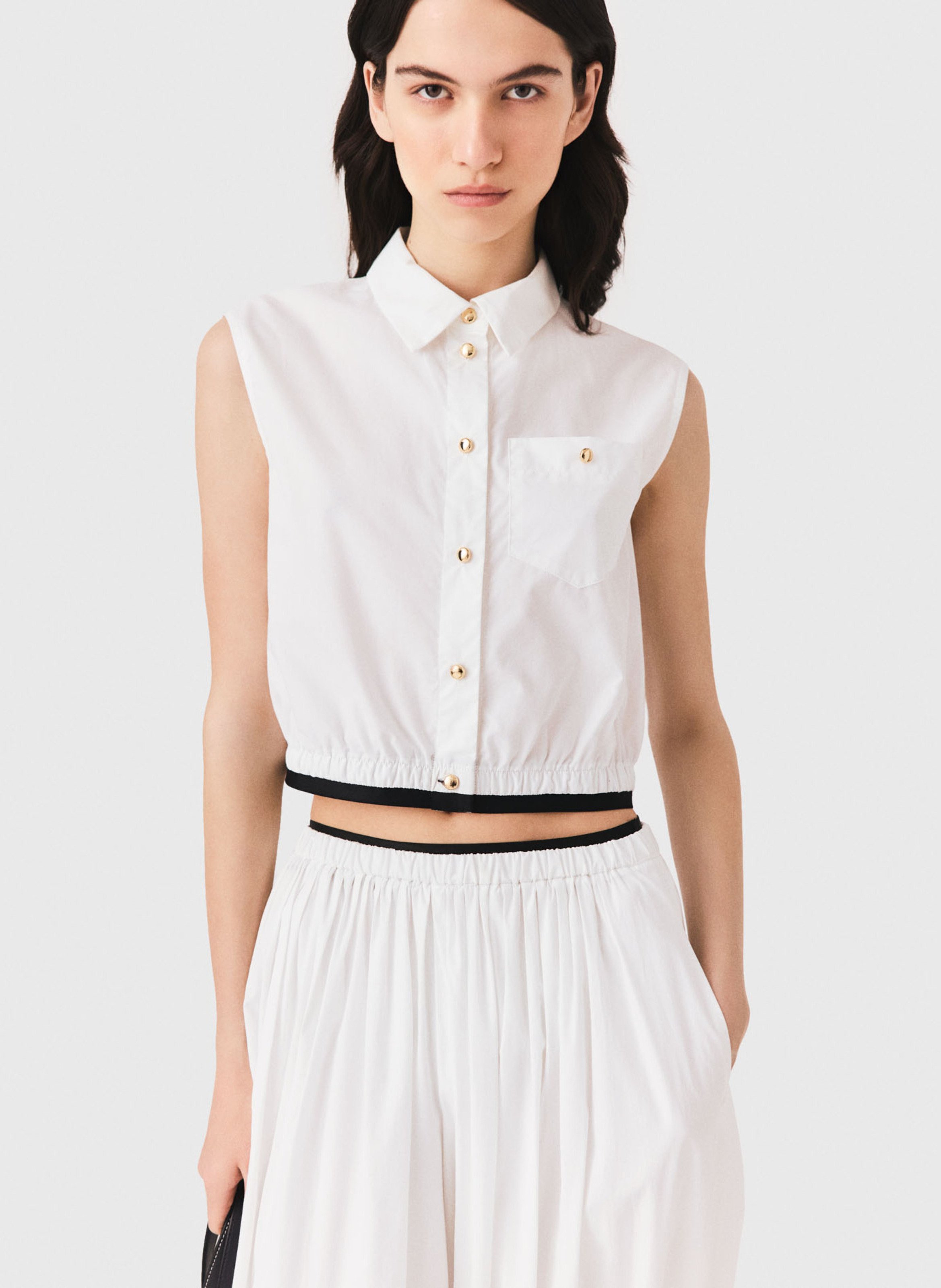 Chemise droite en coton MAJE Blanc