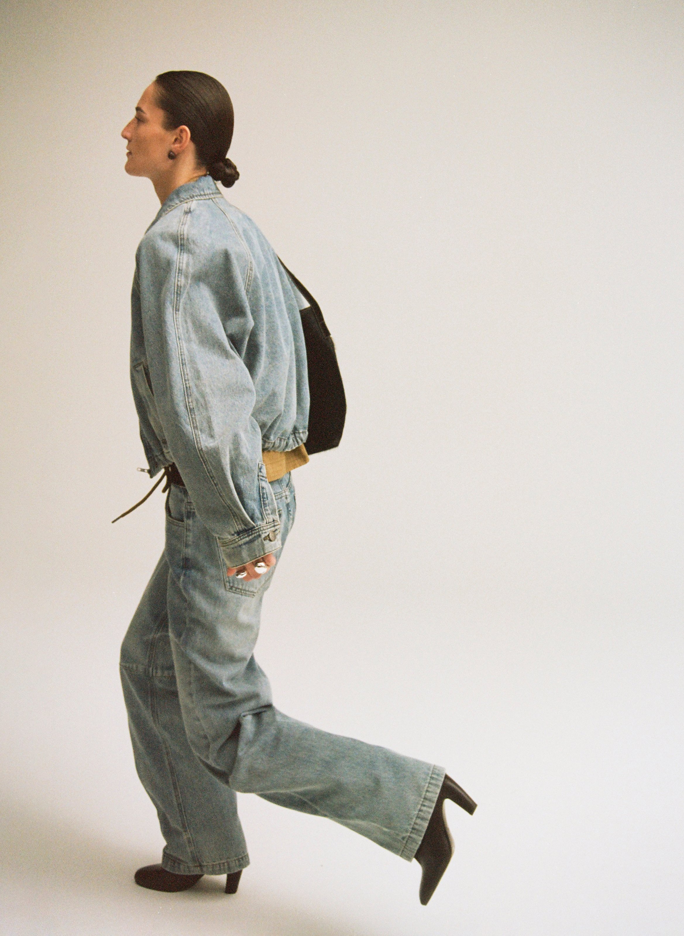 Wide-leg jeans in blended cotton and recycled cotton ROUGE EDIT Blue