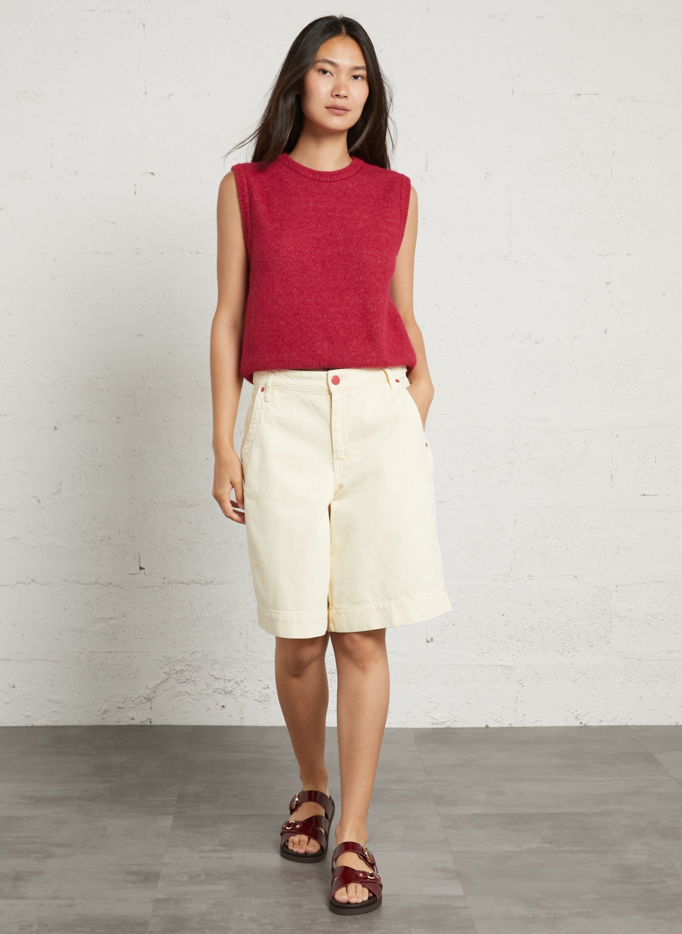 Short droit en coton bio DAMSON MADDER Jaune