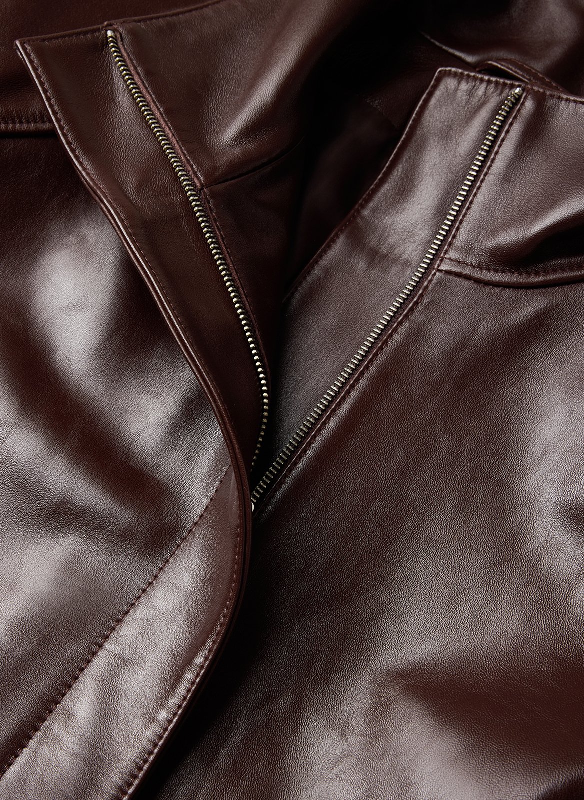 Loose-fitting high-neck leather jacket SOEUR Red