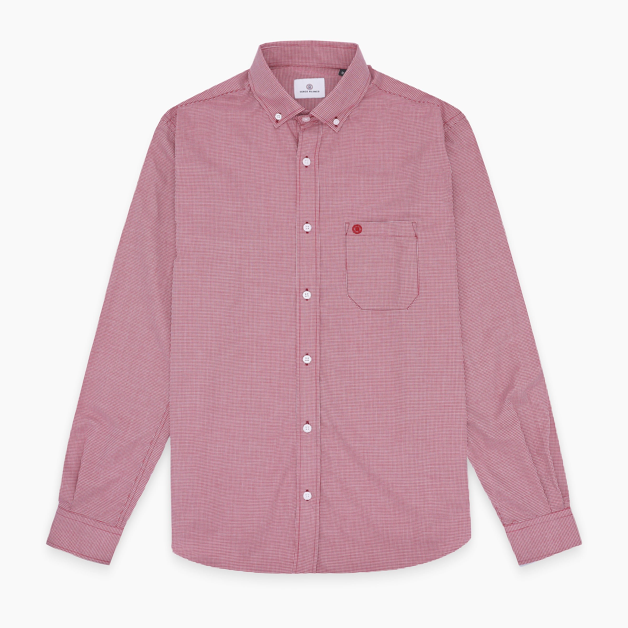 Chemise manches longues en coton à carreaux vichy blancs et rouges SERGE BLANCO Rouge
