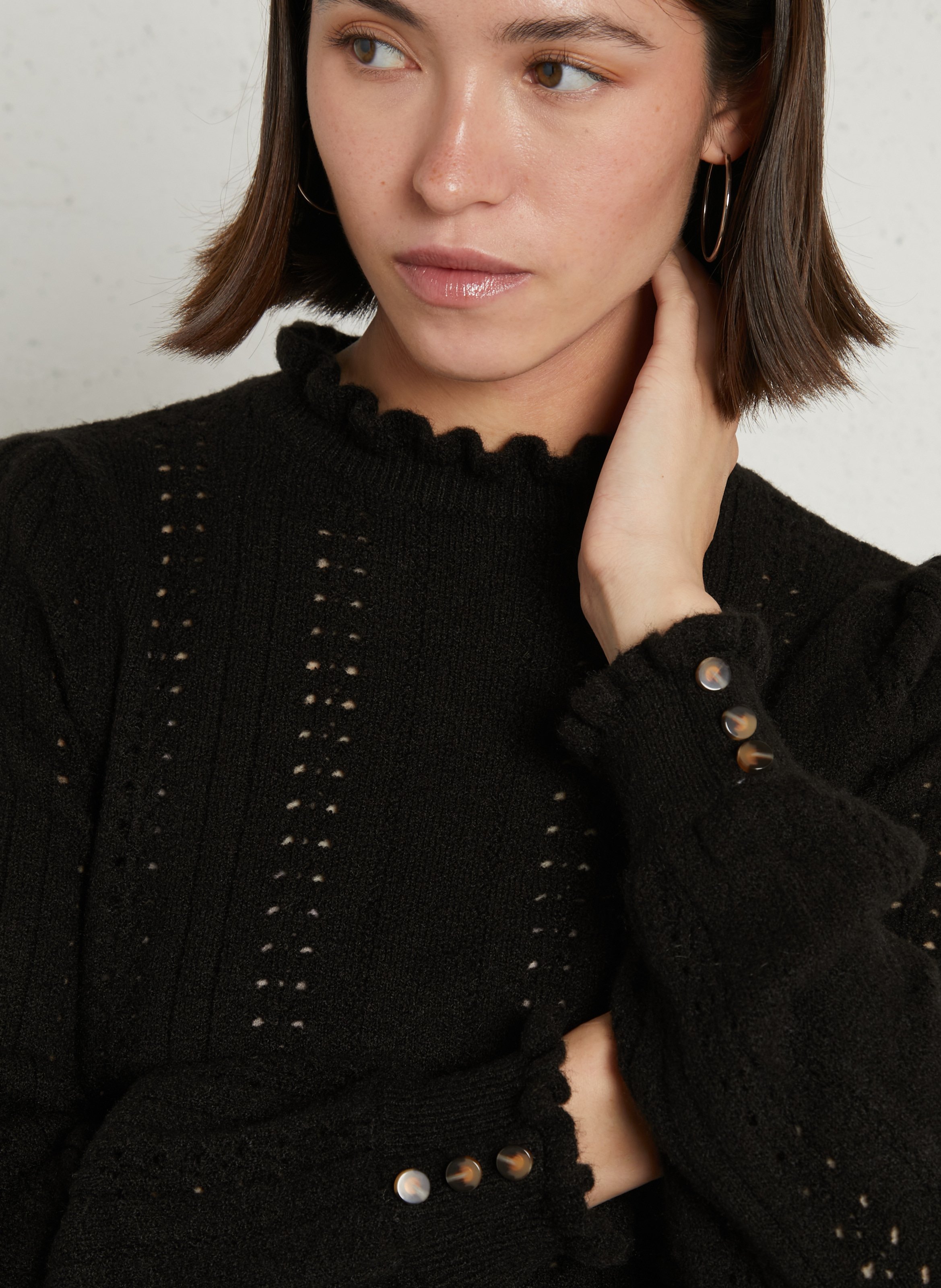 Quilted printed cotton short cardigan LA PETITE ETOILE Black