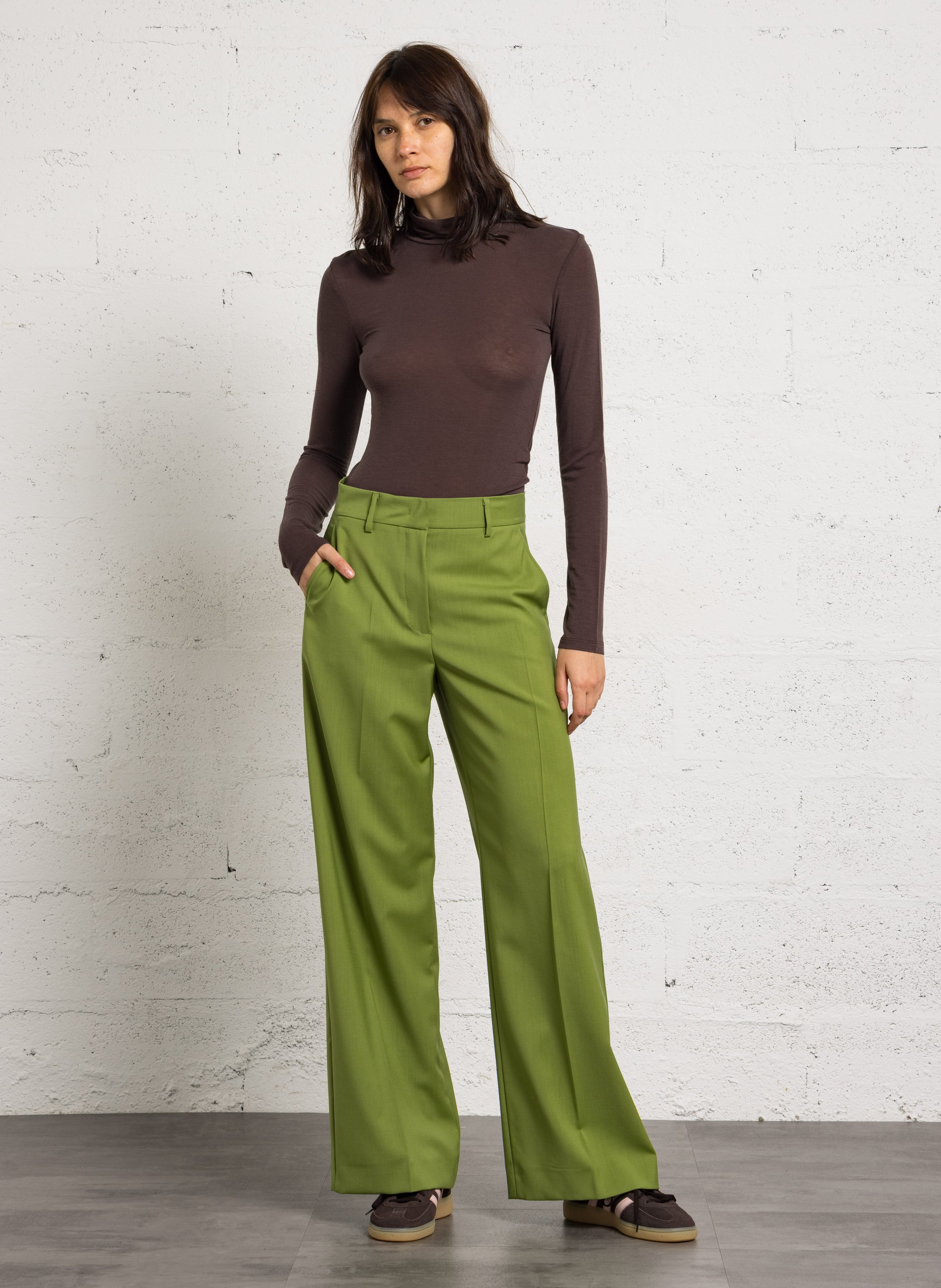 Wide-leg wool pants MAX MARA WEEK END Green