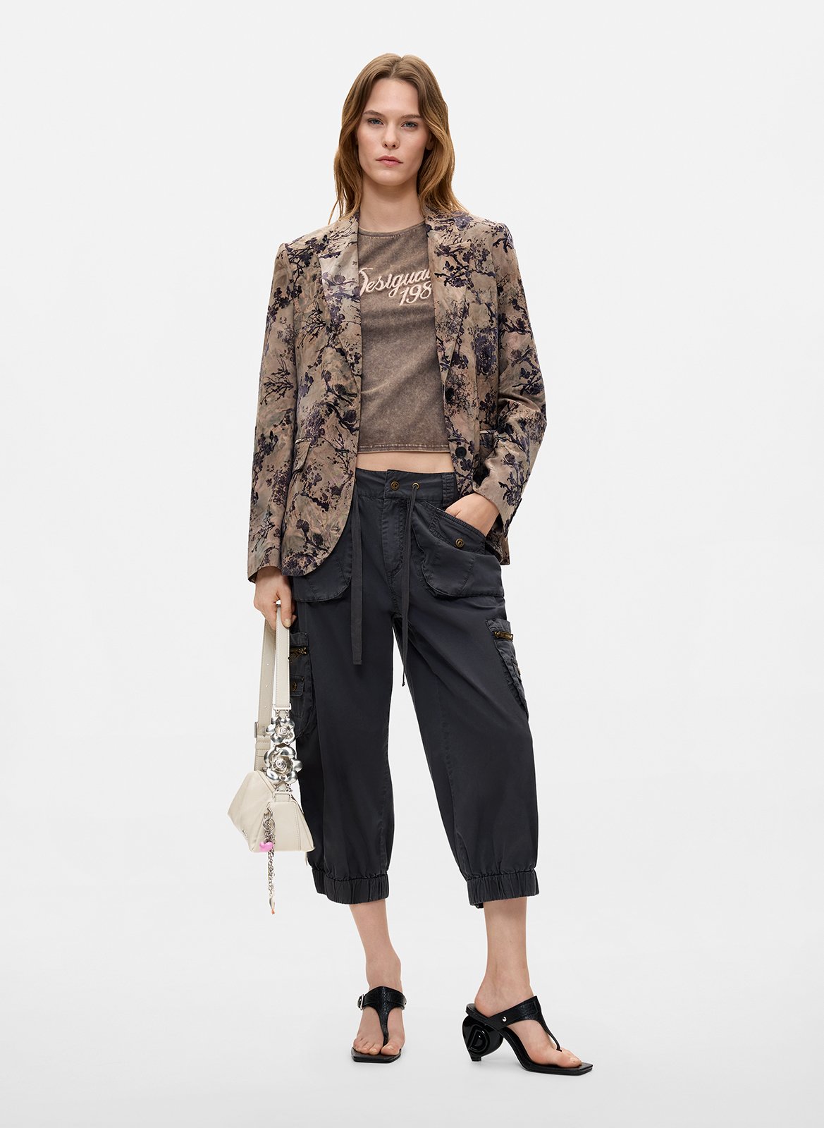 Veste col tailleur imprimée DESIGUAL Noir
