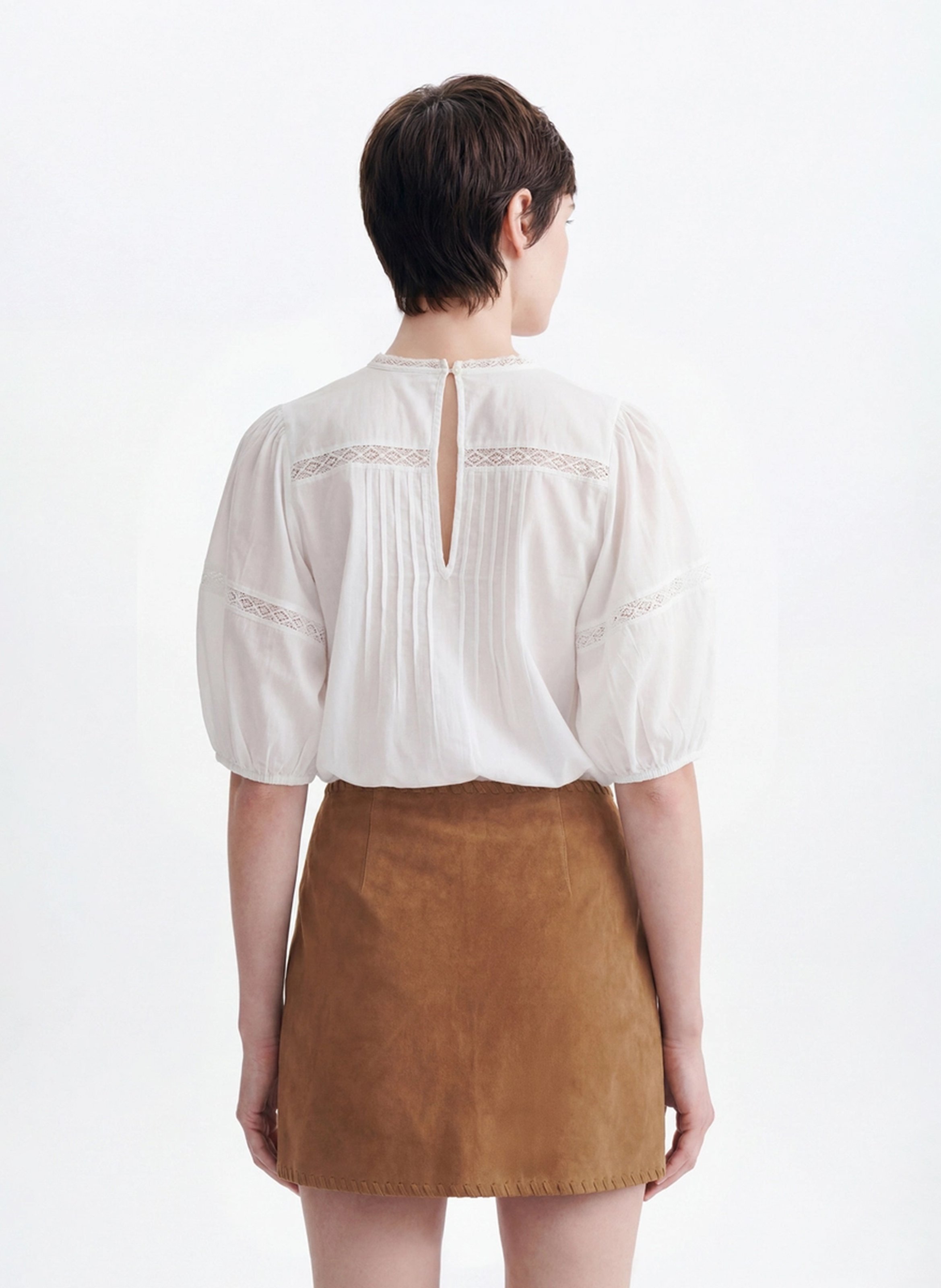 Jupe courte en cuir daim VANESSA BRUNO Marron