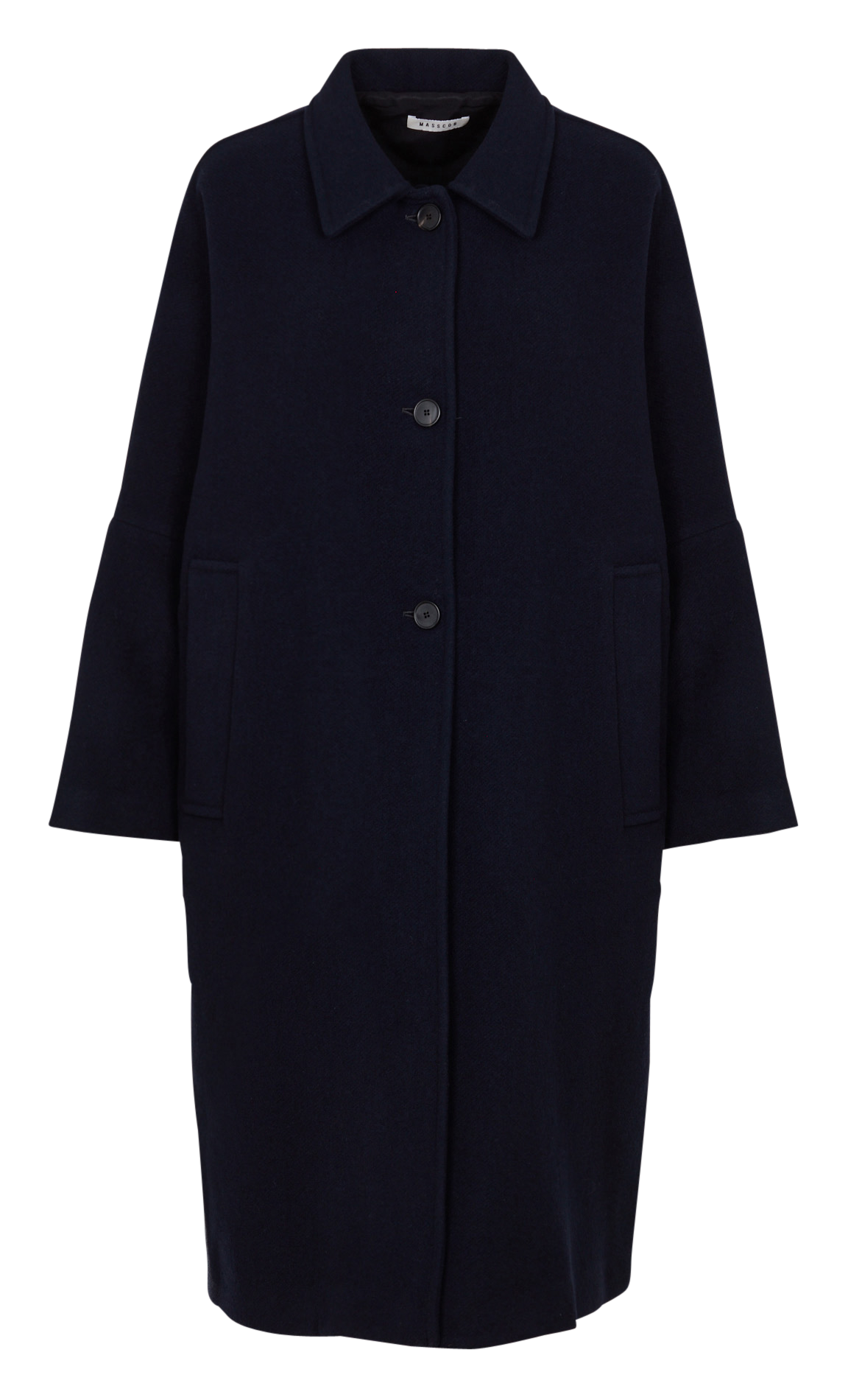 Lange ruime mantel van gemengde wol MASSCOB Blauw