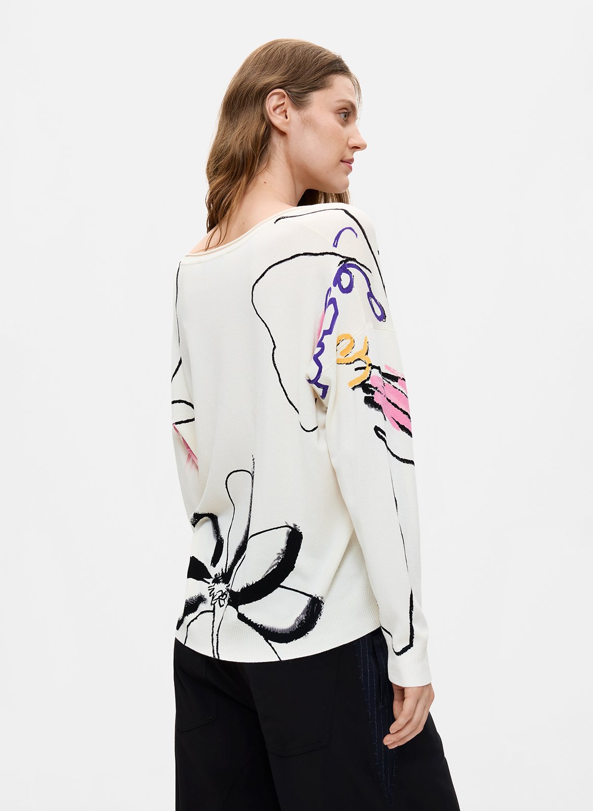 Pull col V  DESIGUAL Blanc