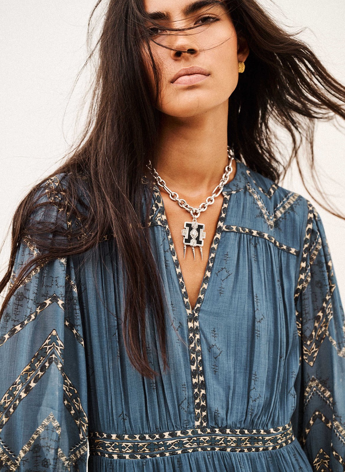 Robe courte droite imprimée BA&SH Bleu