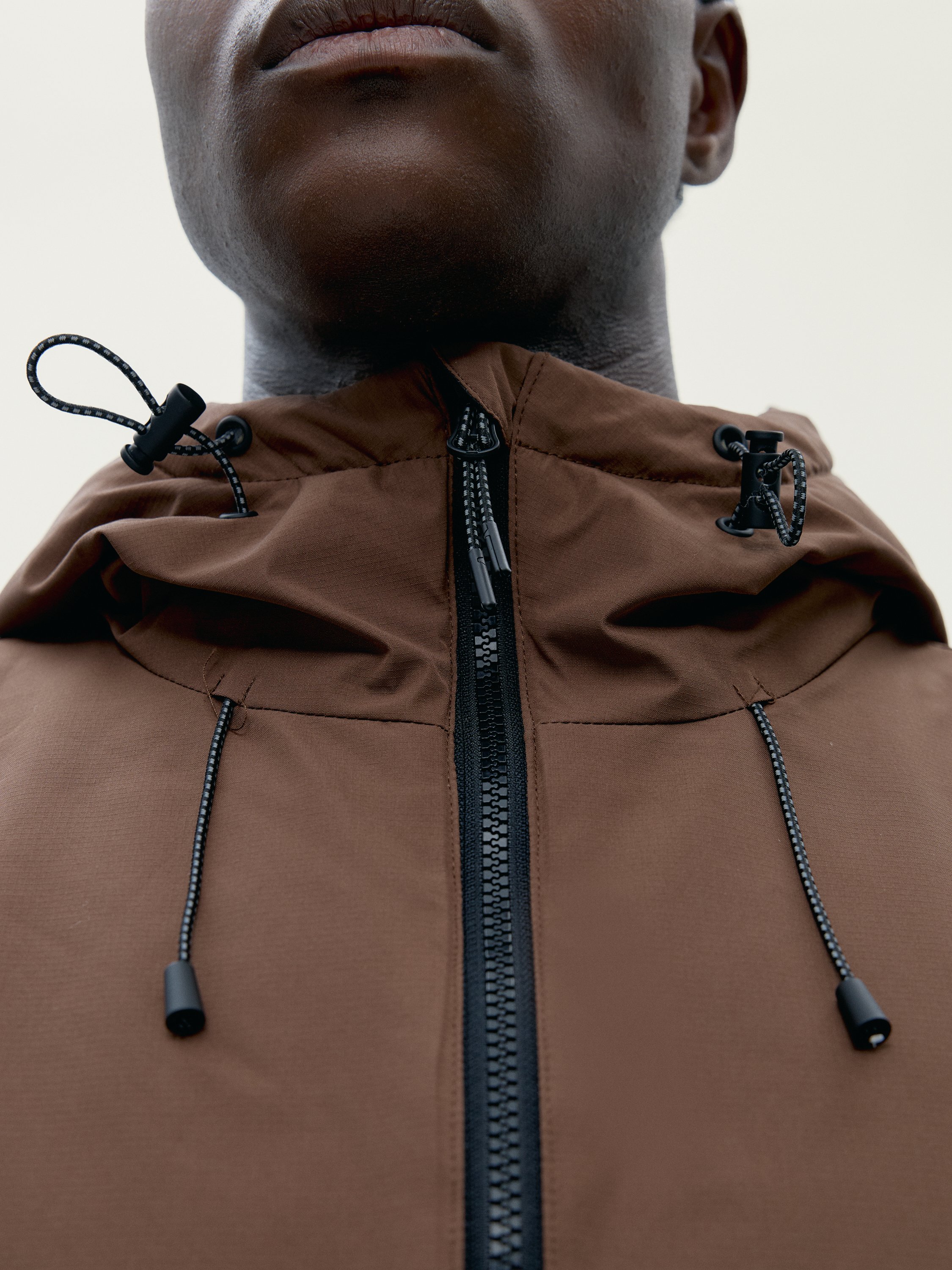 Men's sport jacket Volga with hood, reversible windbreaker. BORN Brown